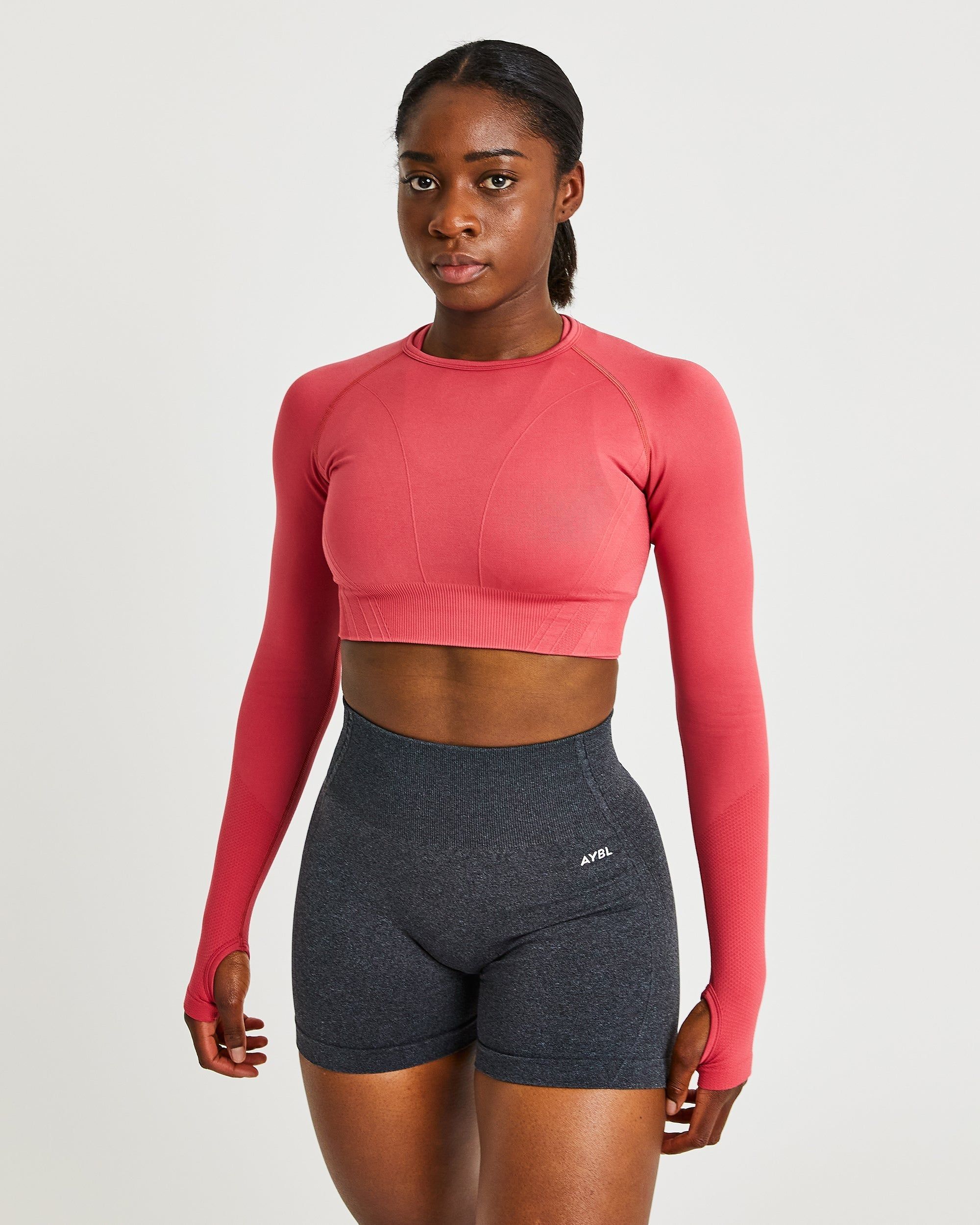 Balance V2 Seamless Long Sleeve Crop Top - Dusty Rose sold by AYBL