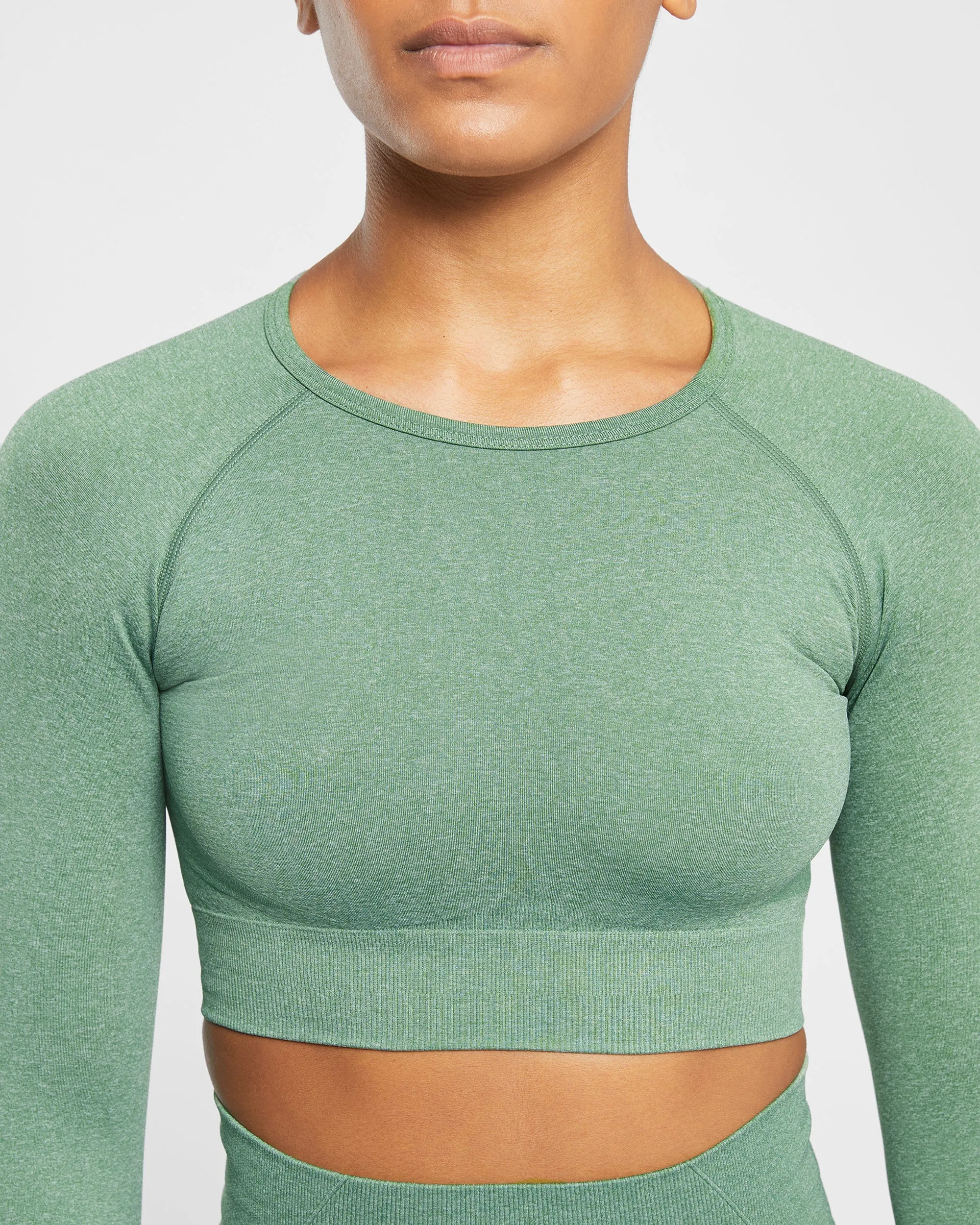 Empower Seamless Long Sleeve Crop Top - Olive Marl sold by AYBL product image thumbnail 5