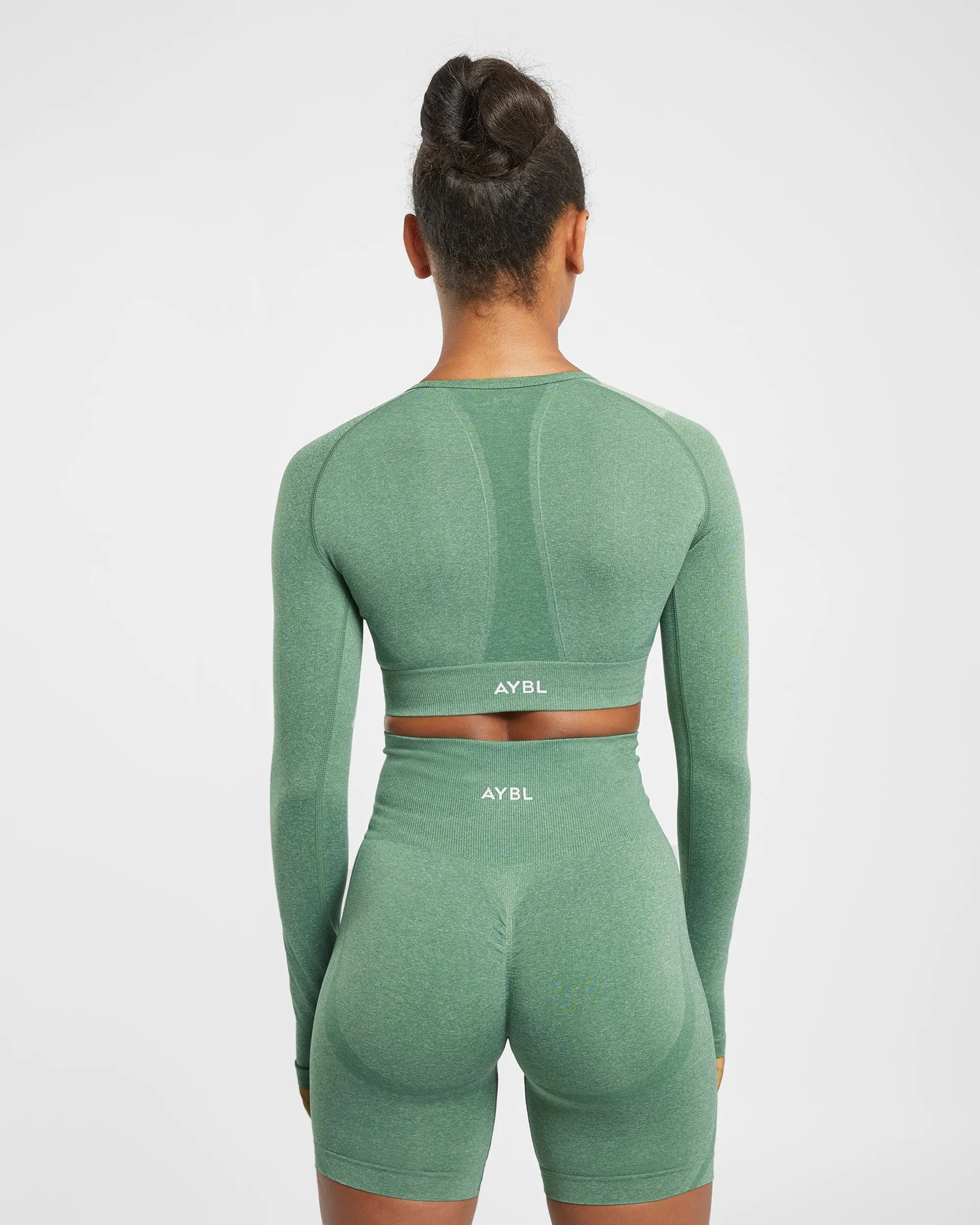Empower Seamless Long Sleeve Crop Top - Olive Marl sold by AYBL product image thumbnail 2