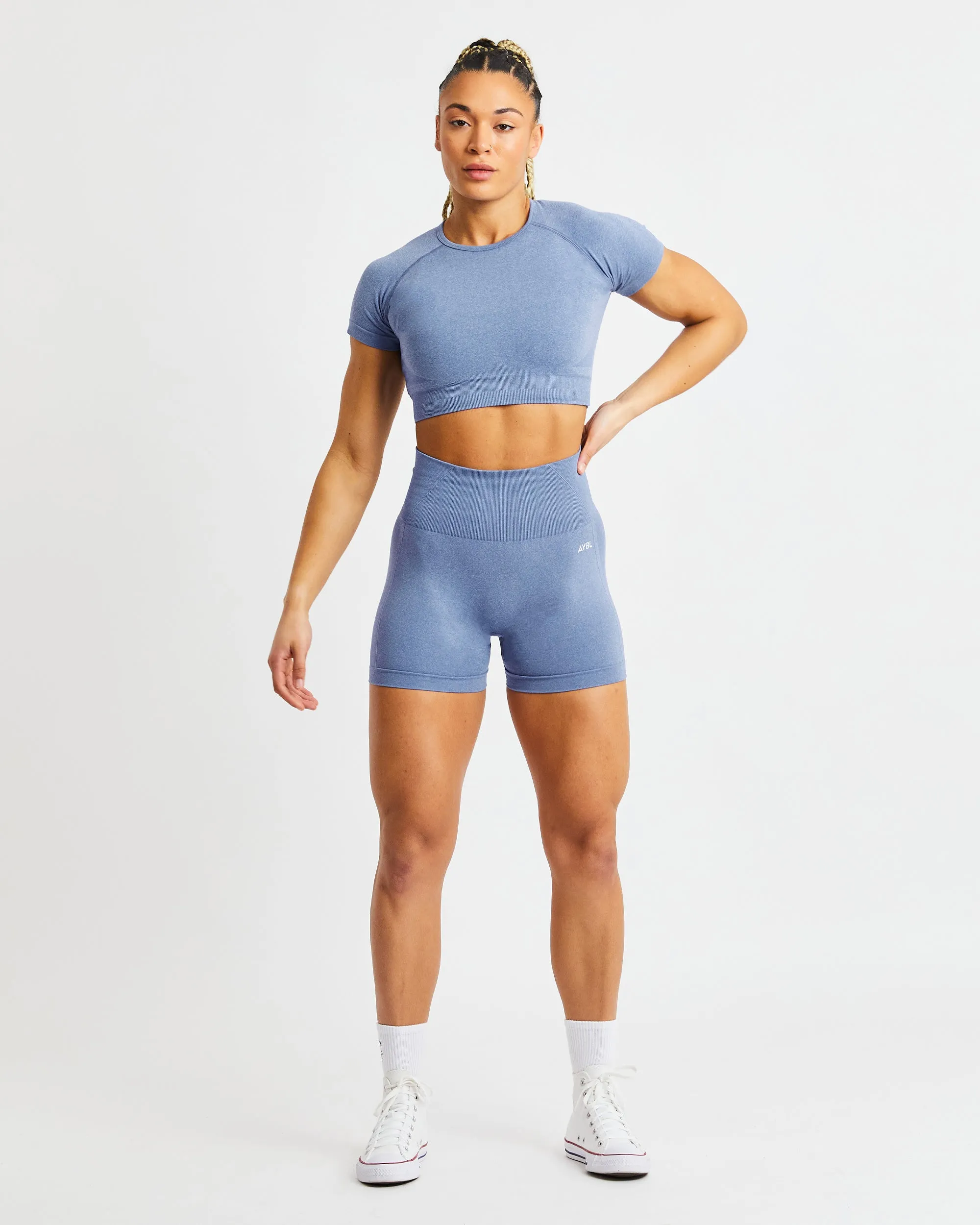 Empower Seamless Crop Top - Blue Marl sold by AYBL product image thumbnail 3