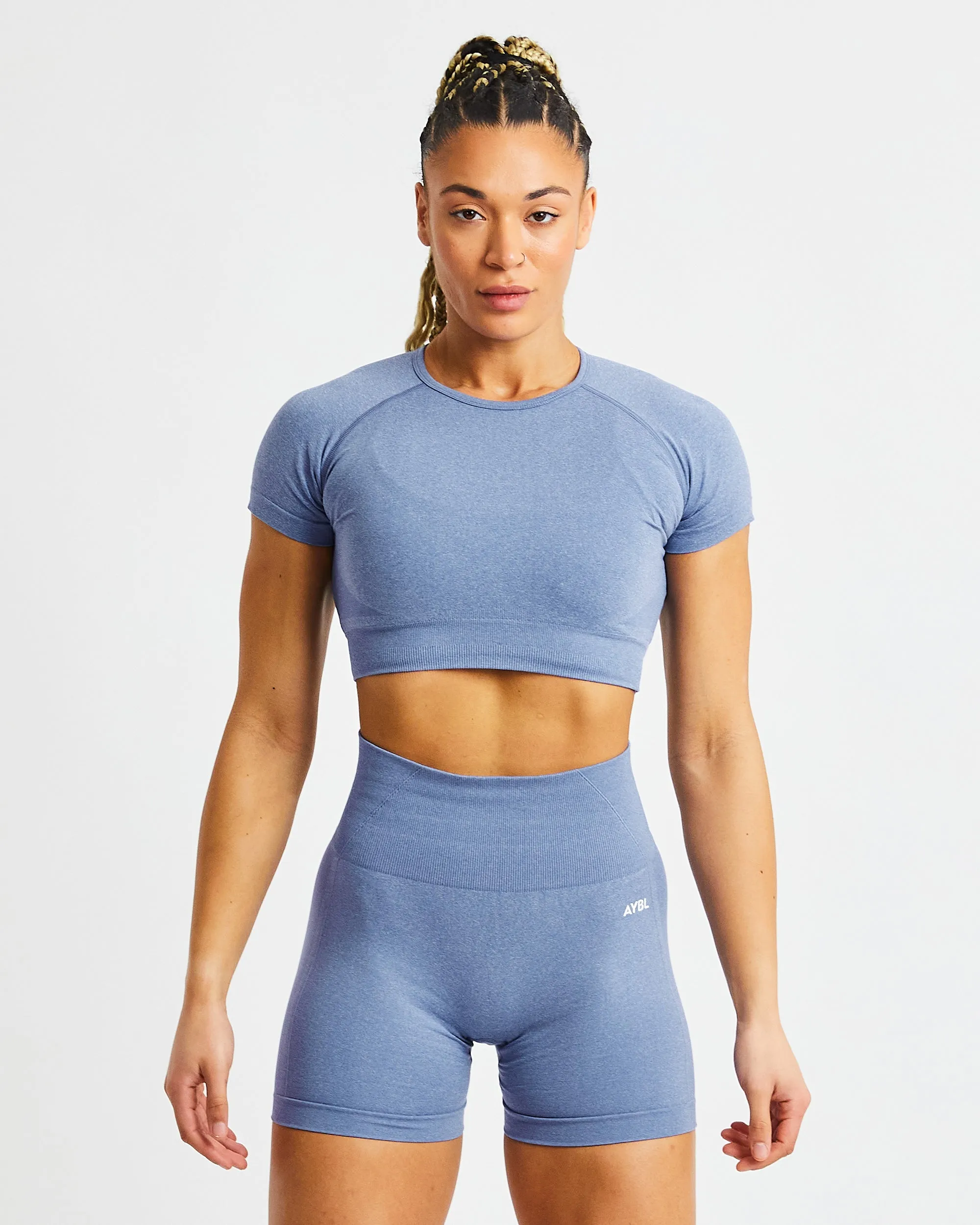 Empower Seamless Crop Top - Blue Marl sold by AYBL