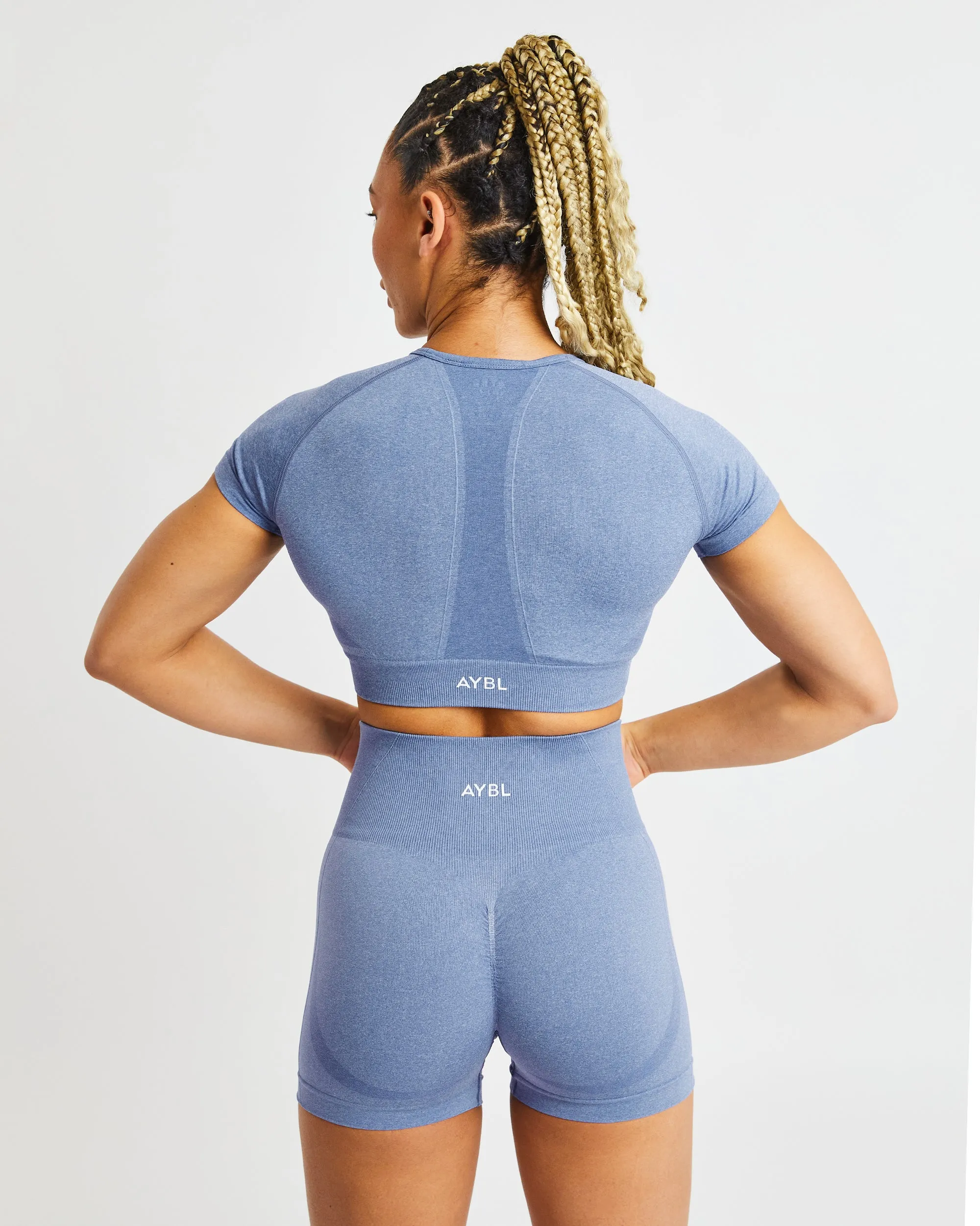 Empower Seamless Crop Top - Blue Marl sold by AYBL product image thumbnail 2