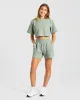 Waffle Boxy Crop Top - Sage Green sold by AYBL