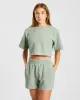 Waffle Boxy Crop Top - Sage Green sold by AYBL