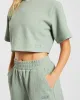 Waffle Boxy Crop Top - Sage Green sold by AYBL