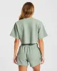 Waffle Boxy Crop Top - Sage Green sold by AYBL
