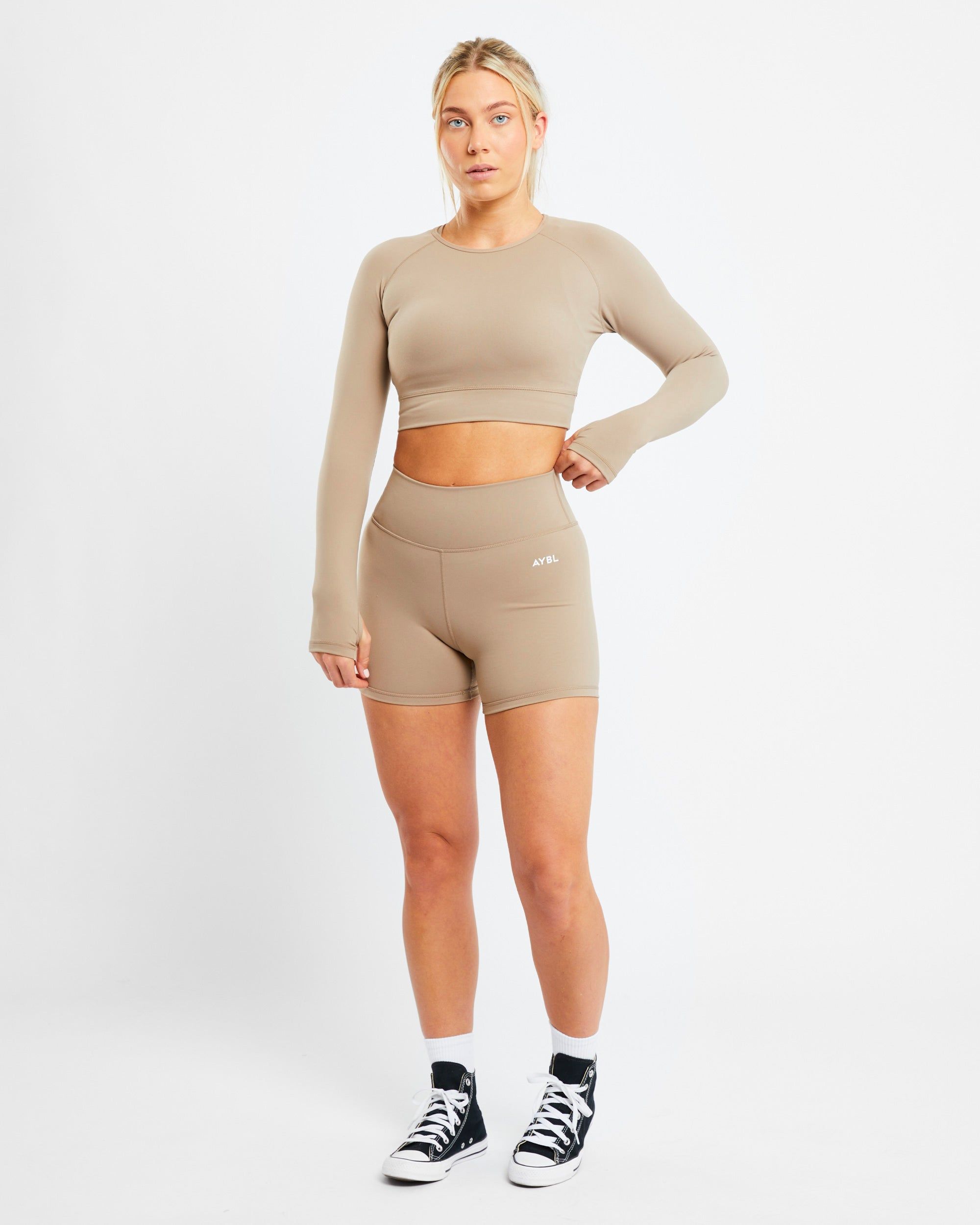 Core Long Sleeve Crop Top - Mocha sold by AYBL product image thumbnail 3