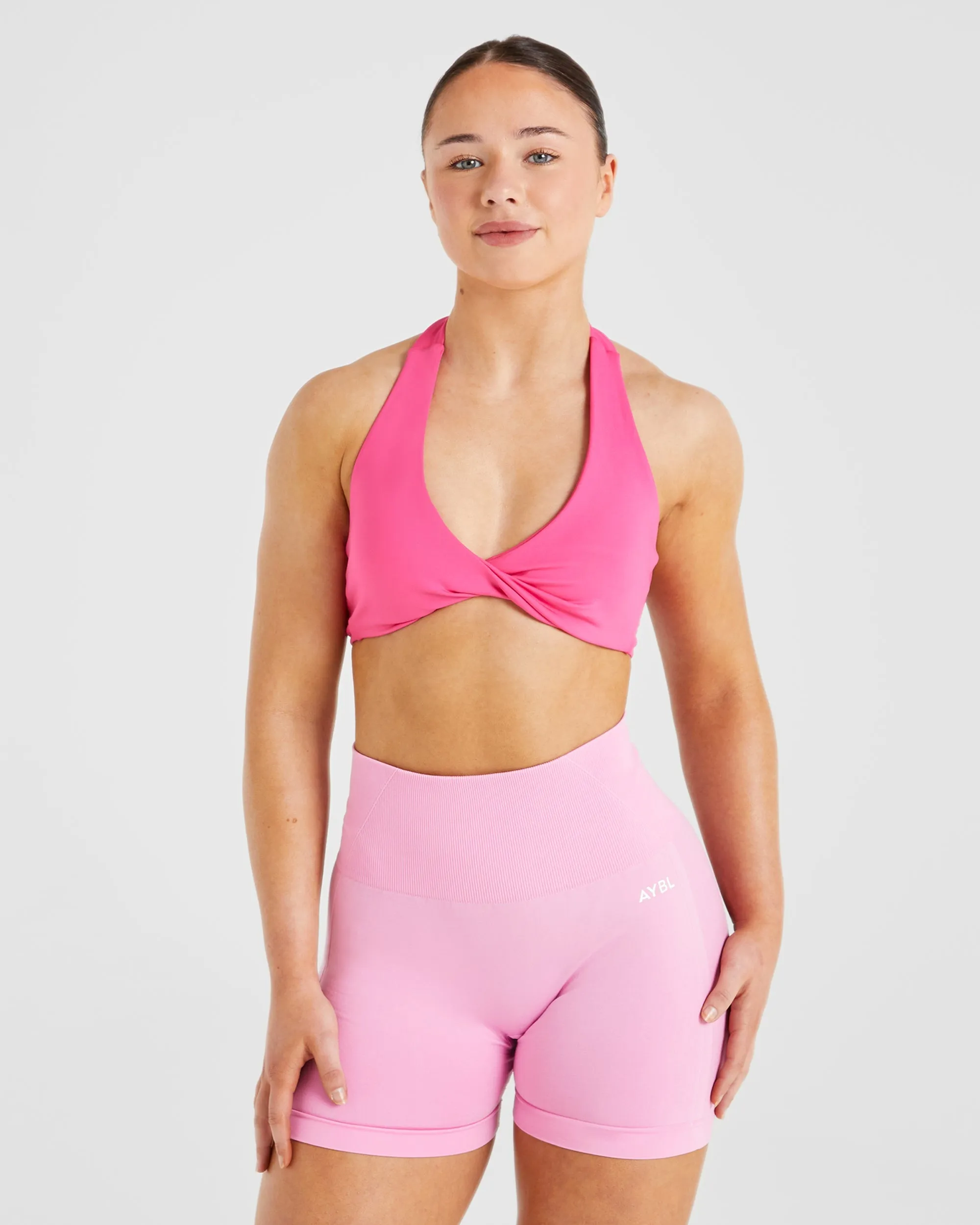 Essential Halterneck Sports Bra - Hot Pink sold by AYBL