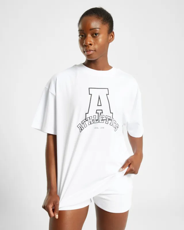 Athletics Varsity Oversized T Shirt - White sold by AYBL