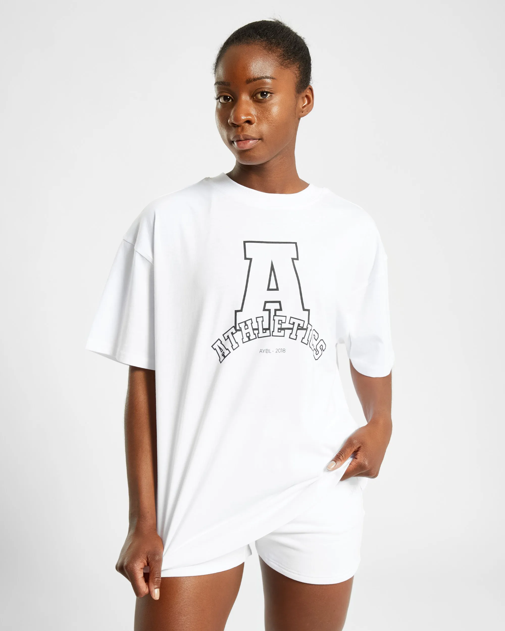 Athletics Varsity Oversized T Shirt - White sold by AYBL