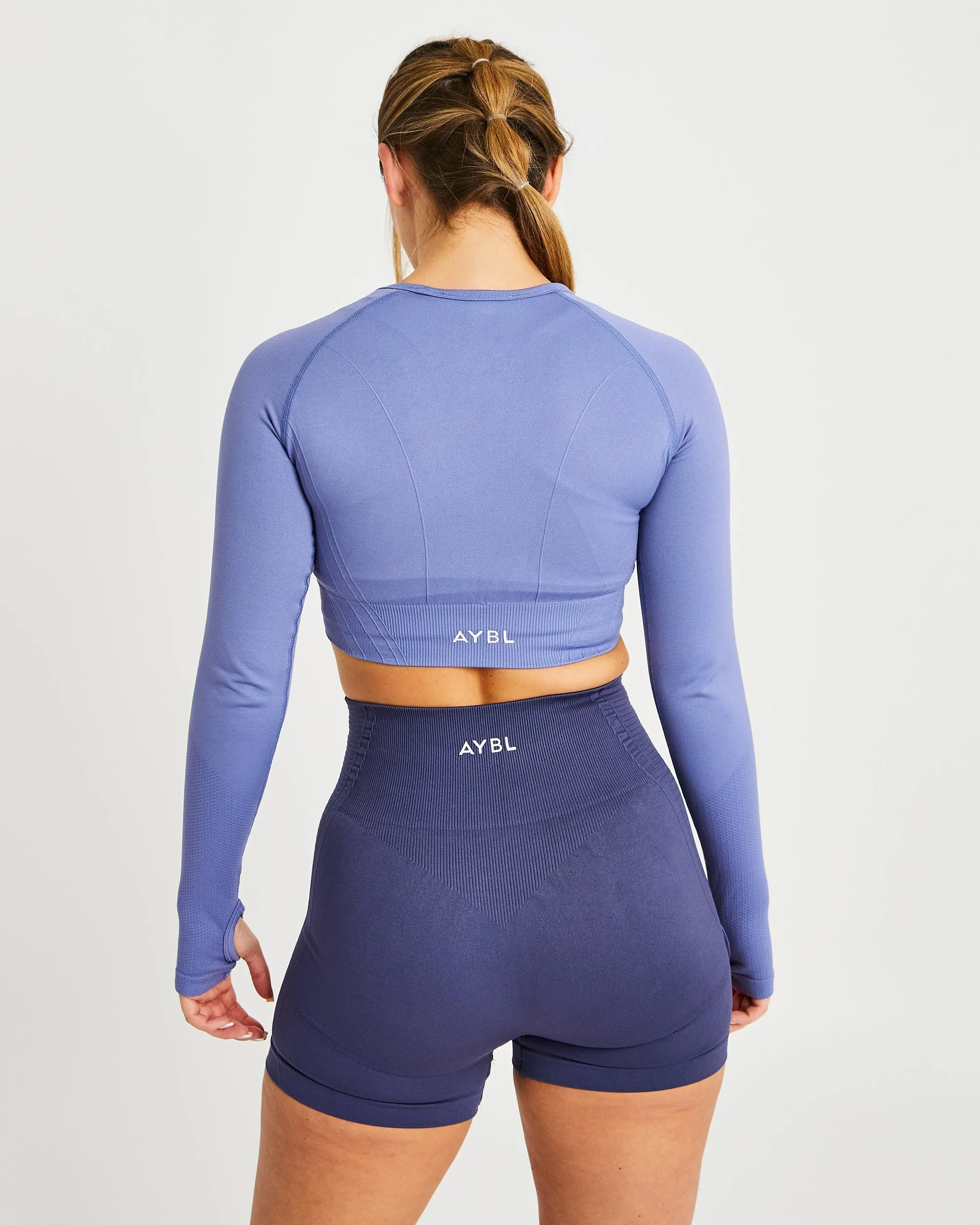 Balance V2 Seamless Long Sleeve Crop Top - Steel Blue sold by AYBL product image thumbnail 2