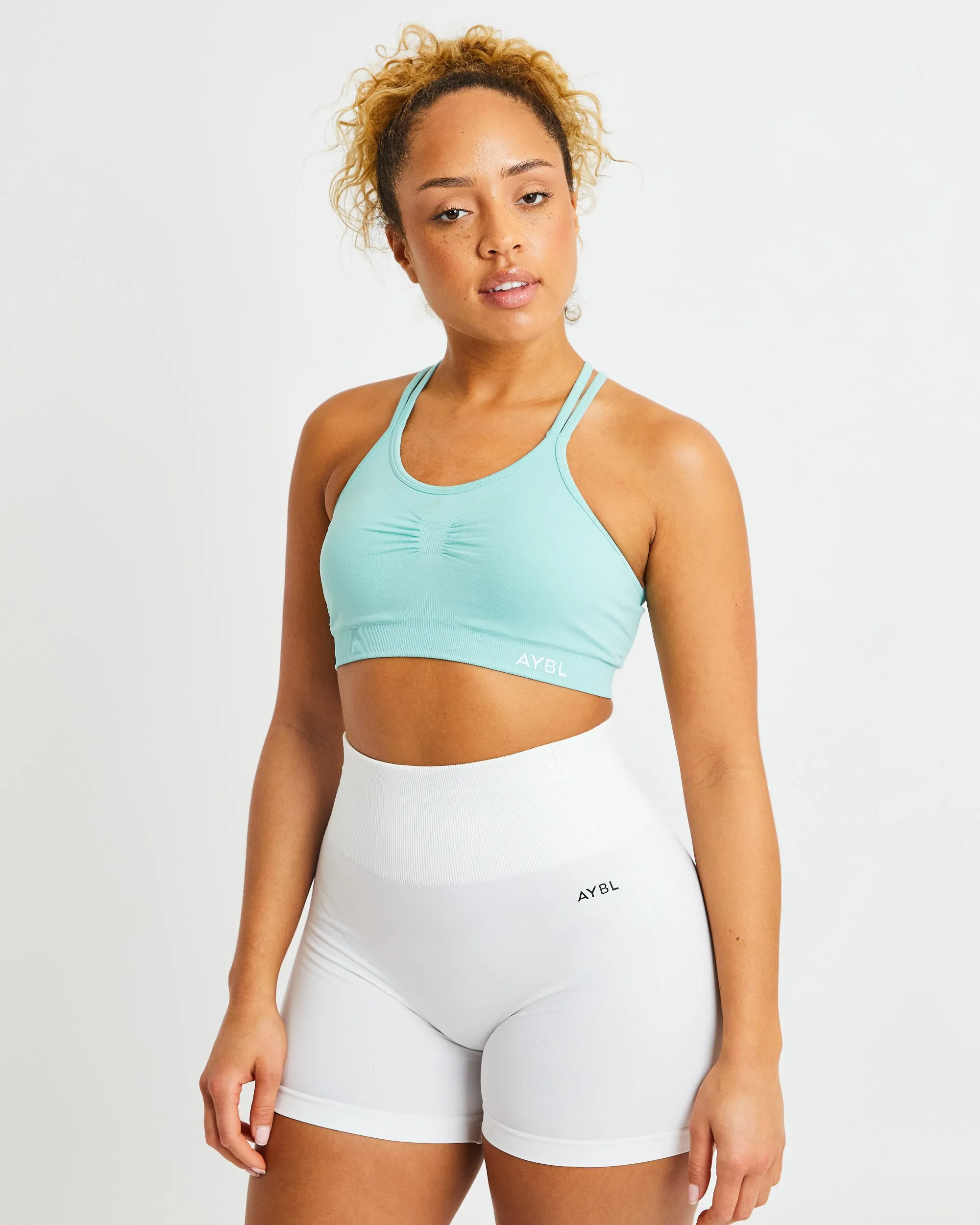 Essential Seamless Ruched Sports Bra - Mint Green sold by AYBL
