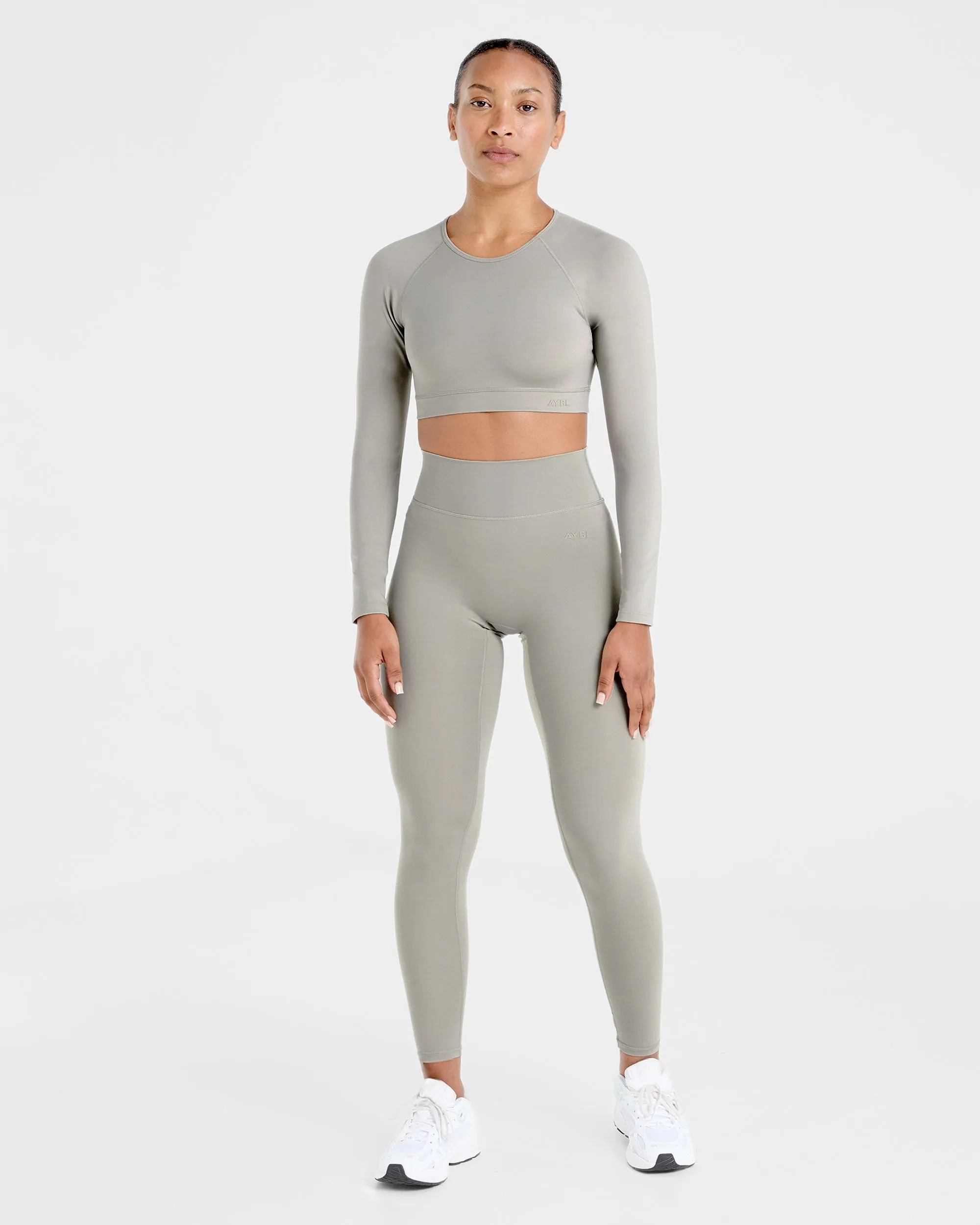 Staple Long Sleeve Crop Top - Washed Olive sold by AYBL product image thumbnail 3