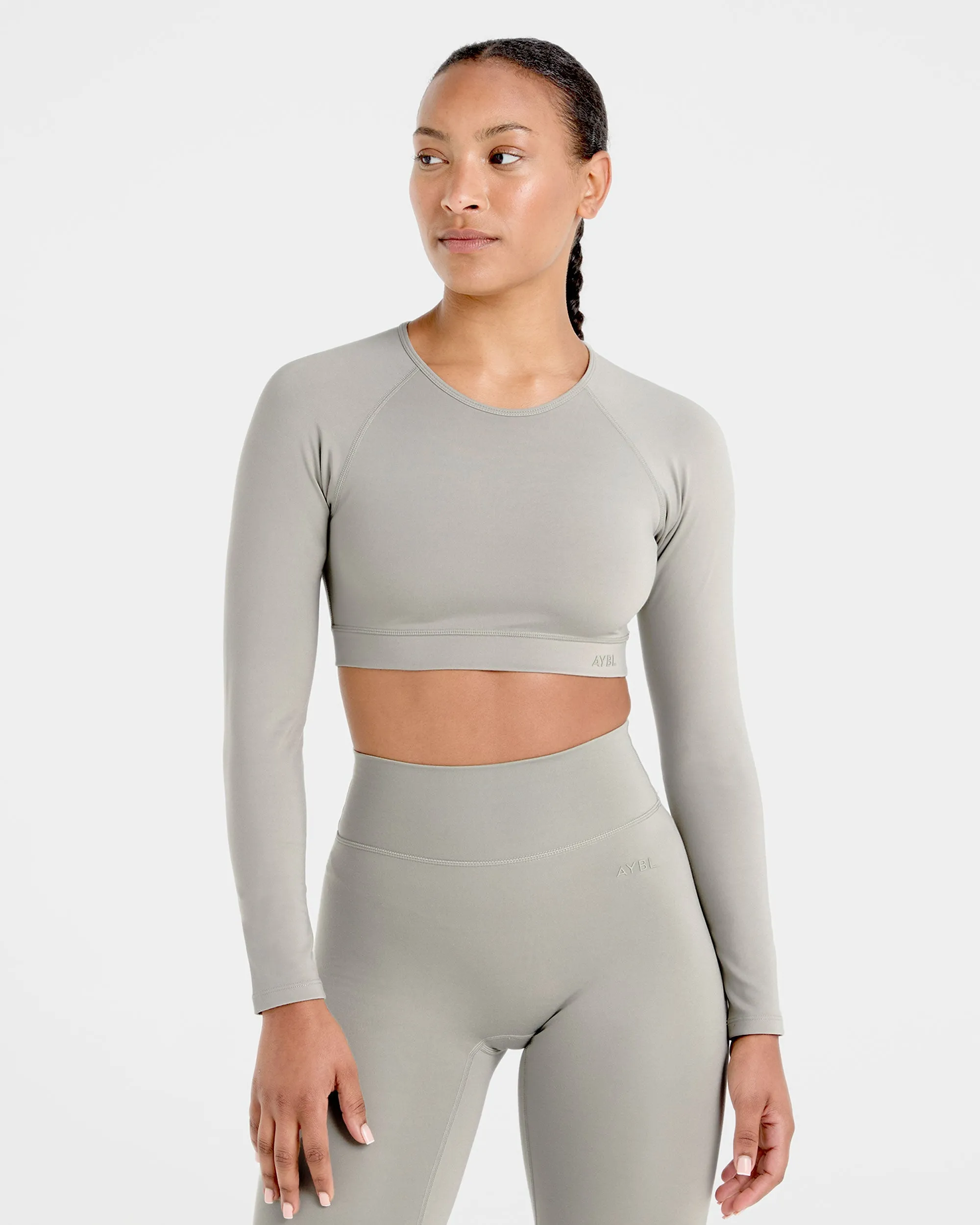 Staple Long Sleeve Crop Top - Washed Olive sold by AYBL