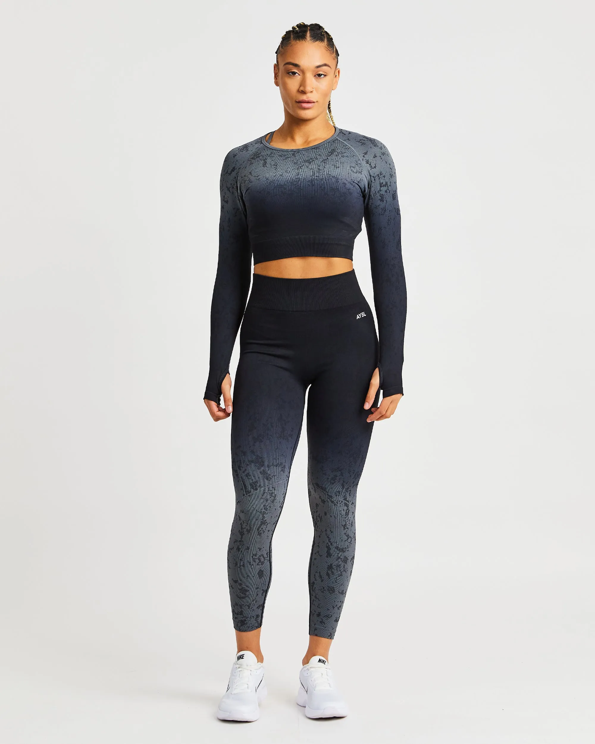 Flare Seamless Long Sleeve Crop Top - Black sold by AYBL product image thumbnail 3