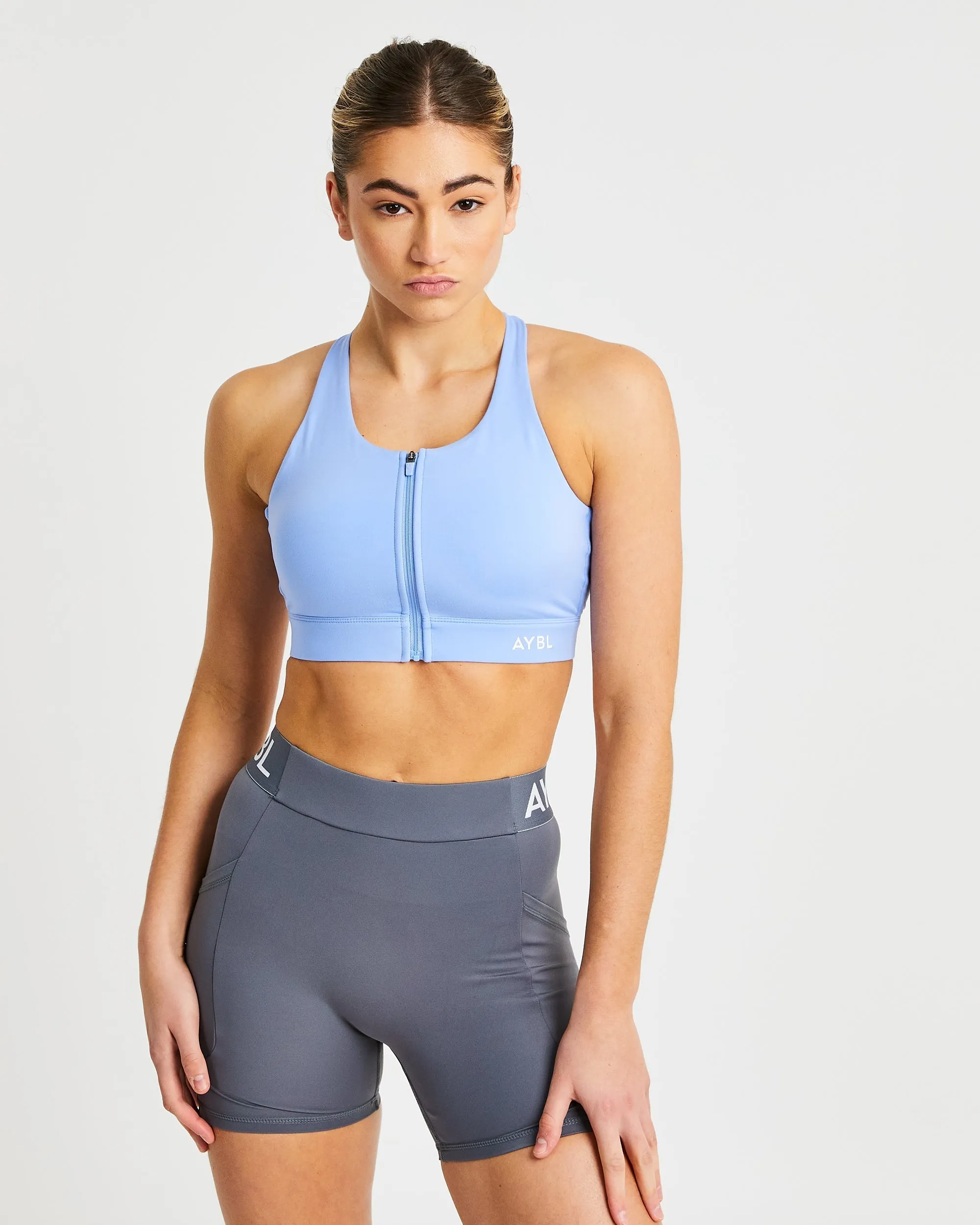 Sportive Zip Up Sports Bra - Blue sold by AYBL