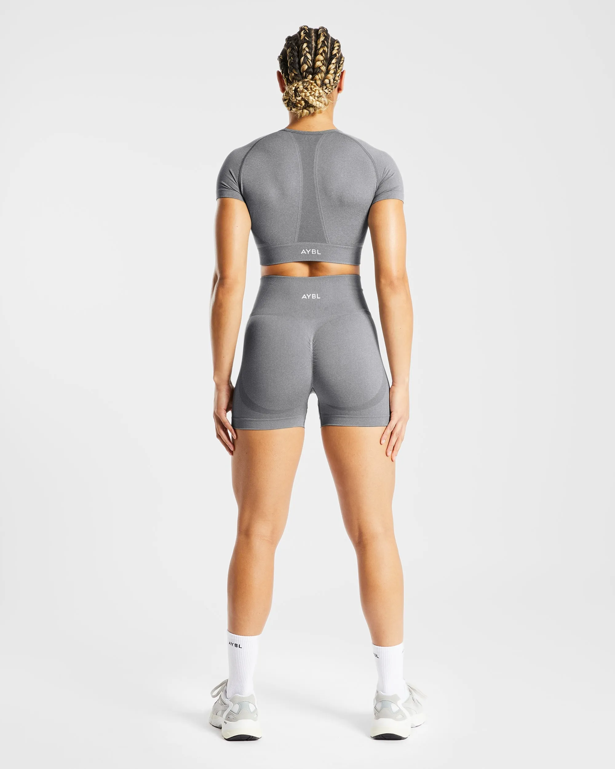 Empower Seamless Crop Top - Grey Marl sold by AYBL product image thumbnail 4