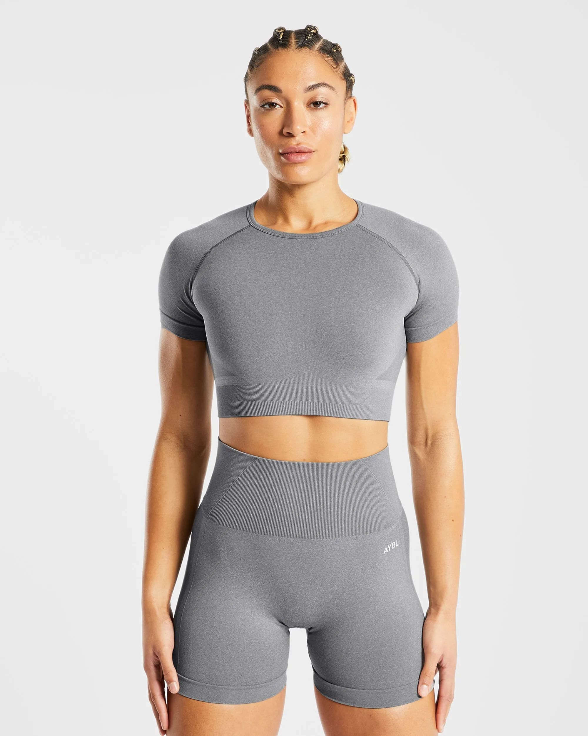 Empower Seamless Crop Top - Grey Marl sold by AYBL