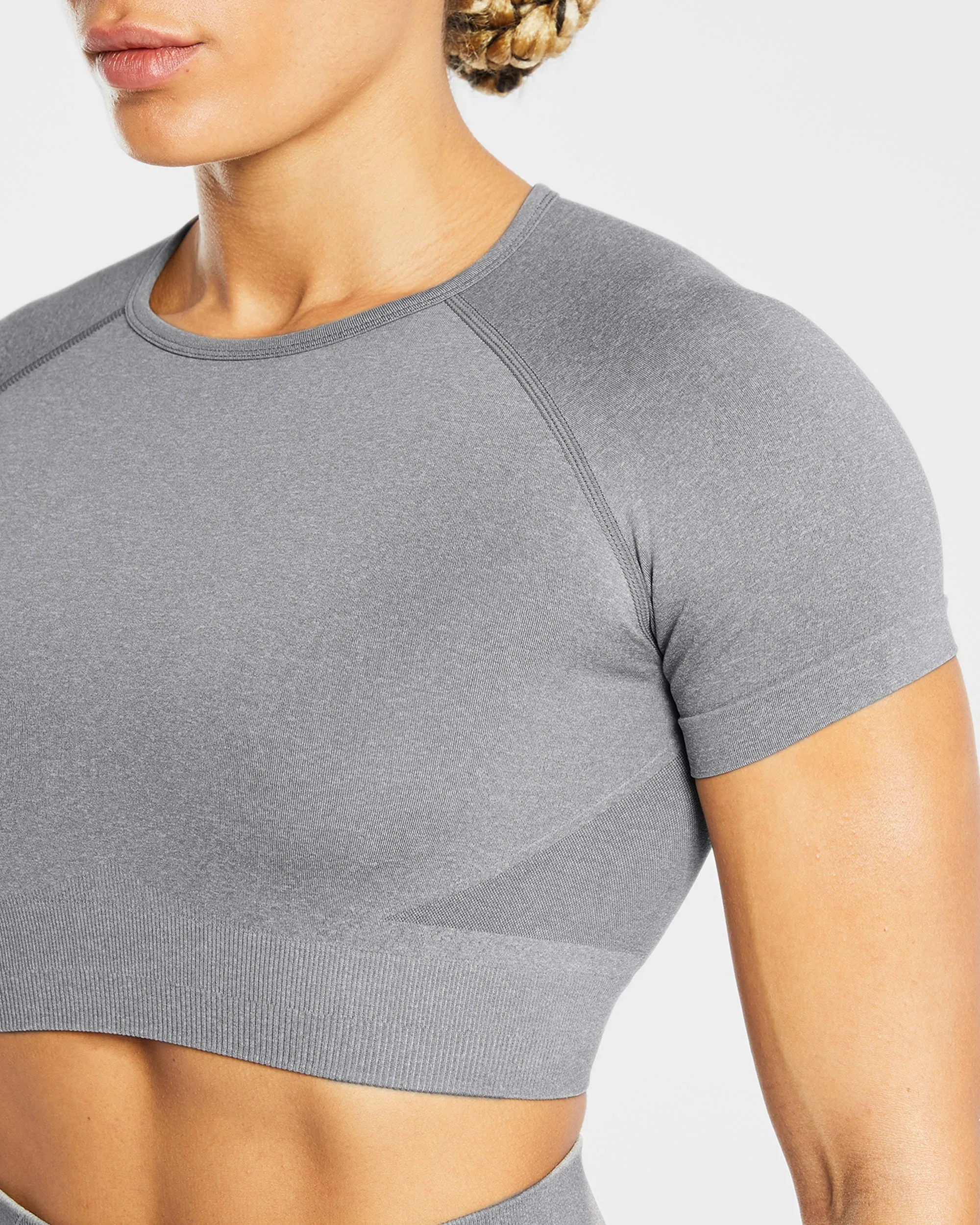 Empower Seamless Crop Top - Grey Marl sold by AYBL product image thumbnail 5