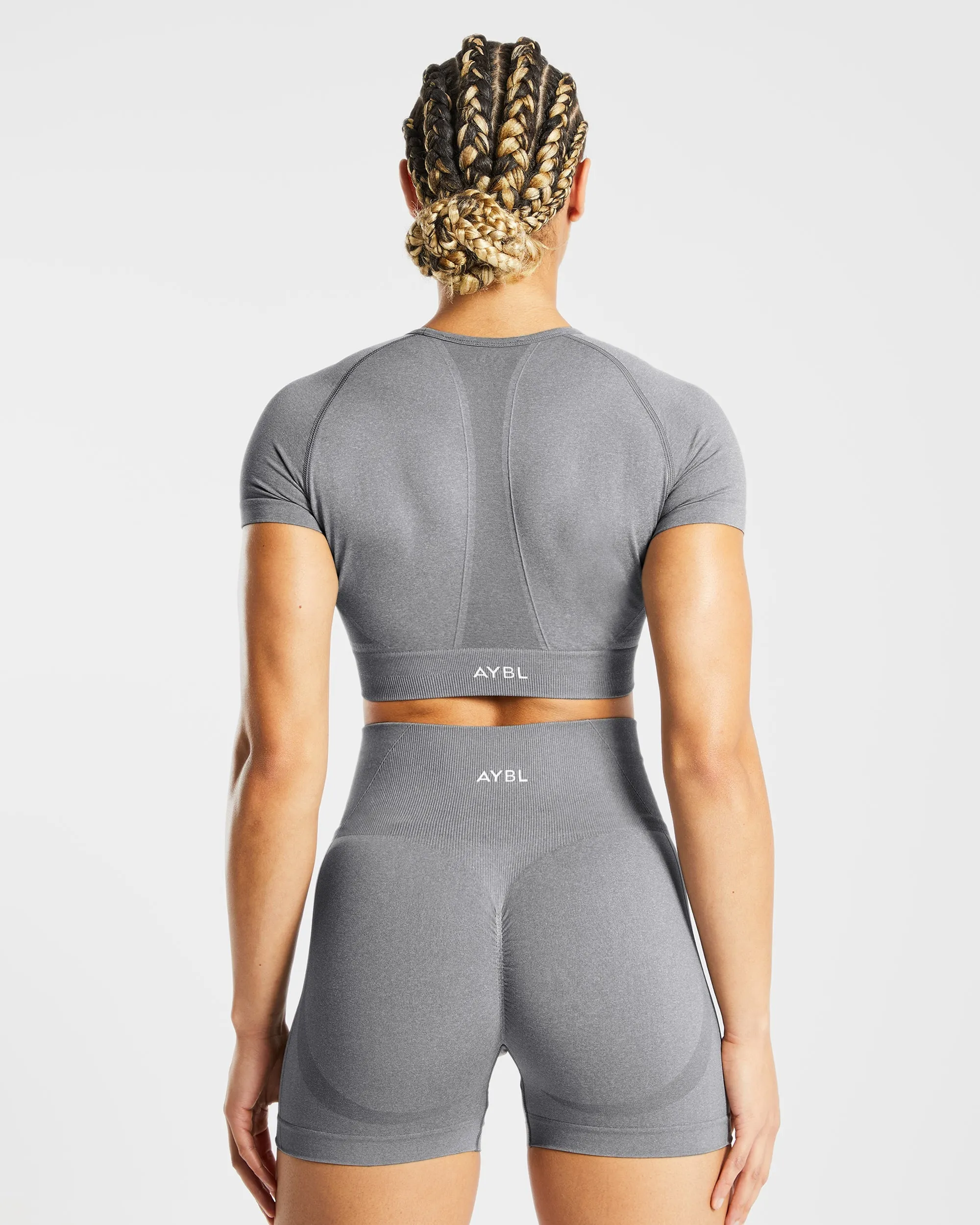 Empower Seamless Crop Top - Grey Marl sold by AYBL product image thumbnail 2