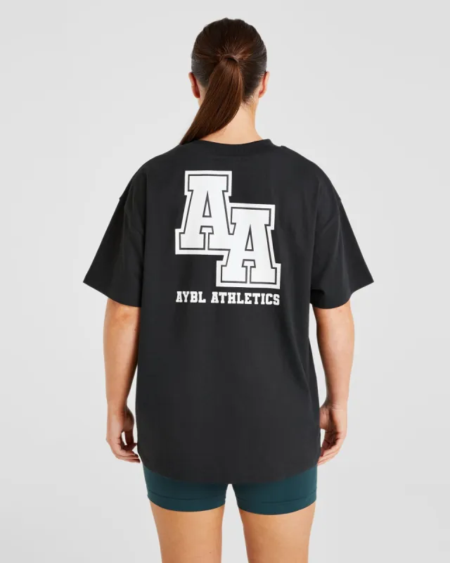 Athletics Slogan Oversized T Shirt - Black sold by AYBL