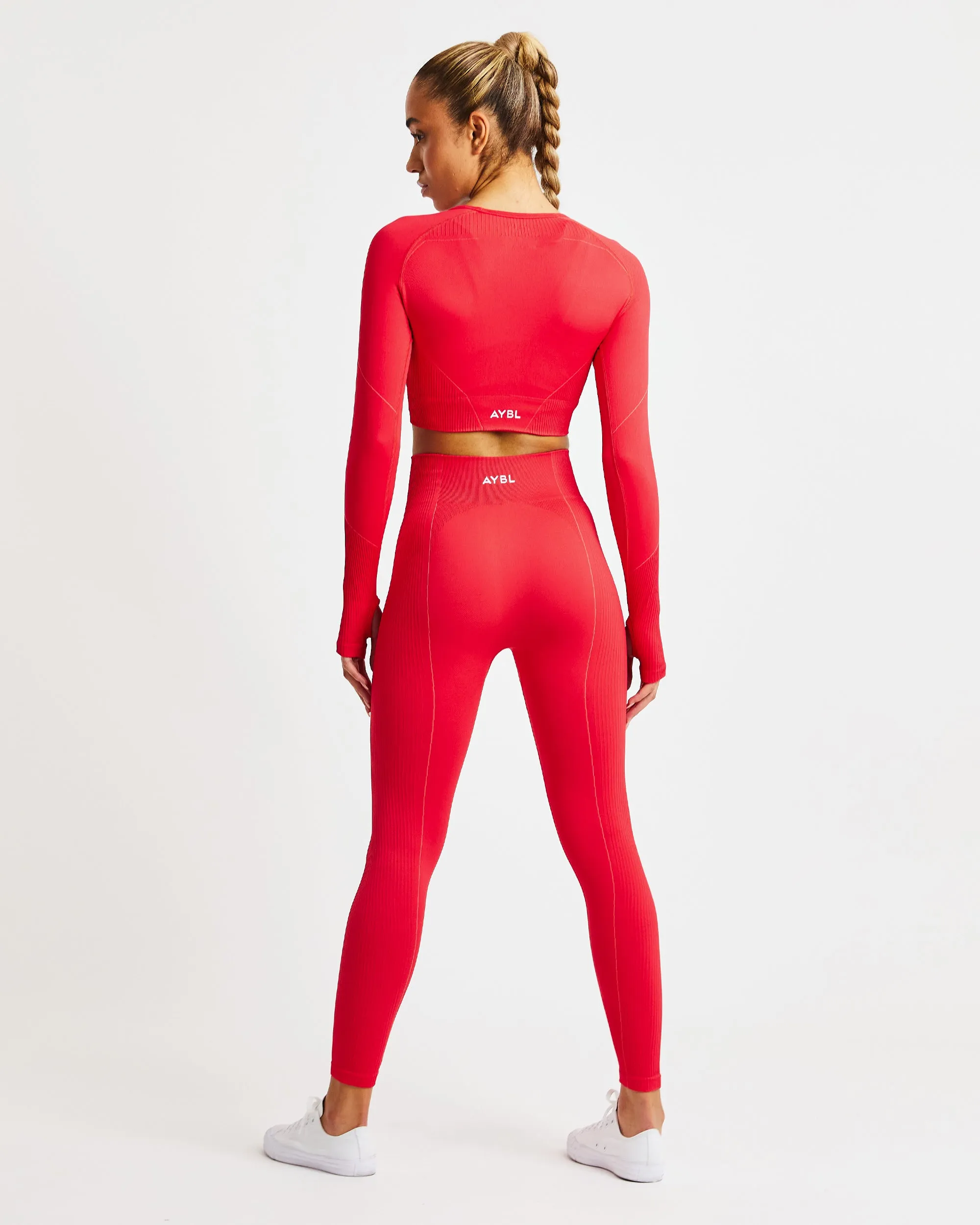 Reflex Seamless Long Sleeve Crop Top - Red sold by AYBL product image thumbnail 4