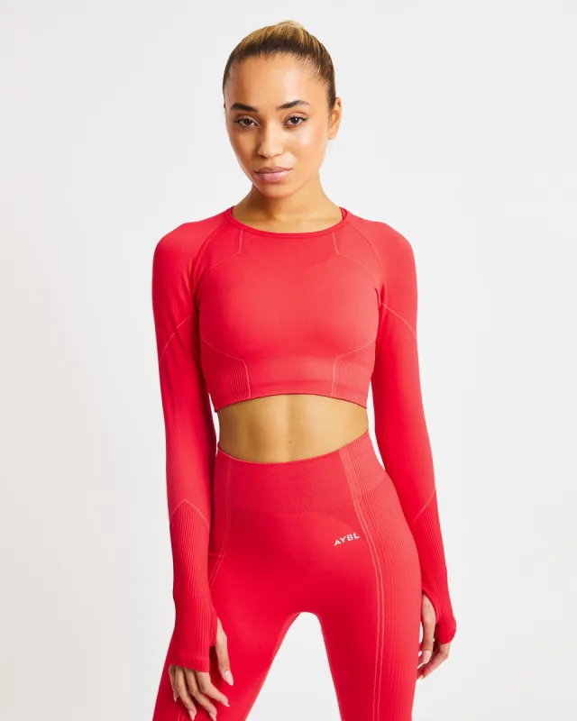 Reflex Seamless Long Sleeve Crop Top - Red sold by AYBL