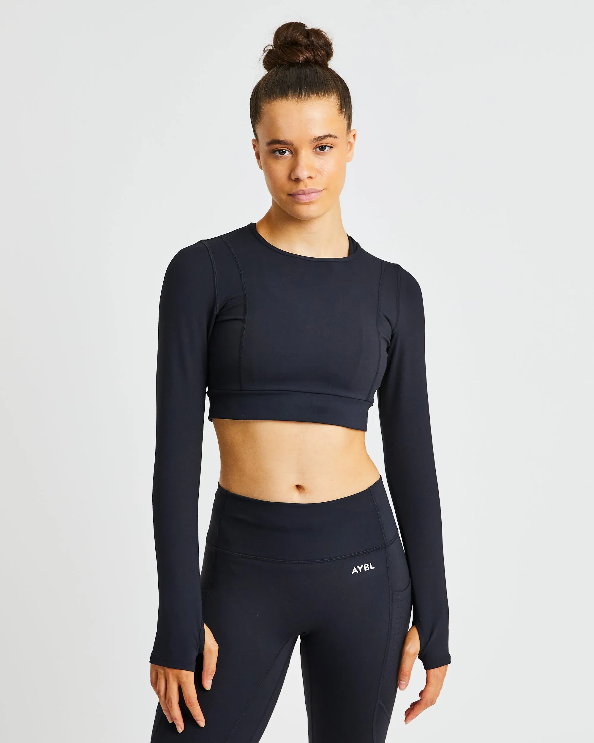 Pace Long Sleeve Crop Top - Black sold by AYBL