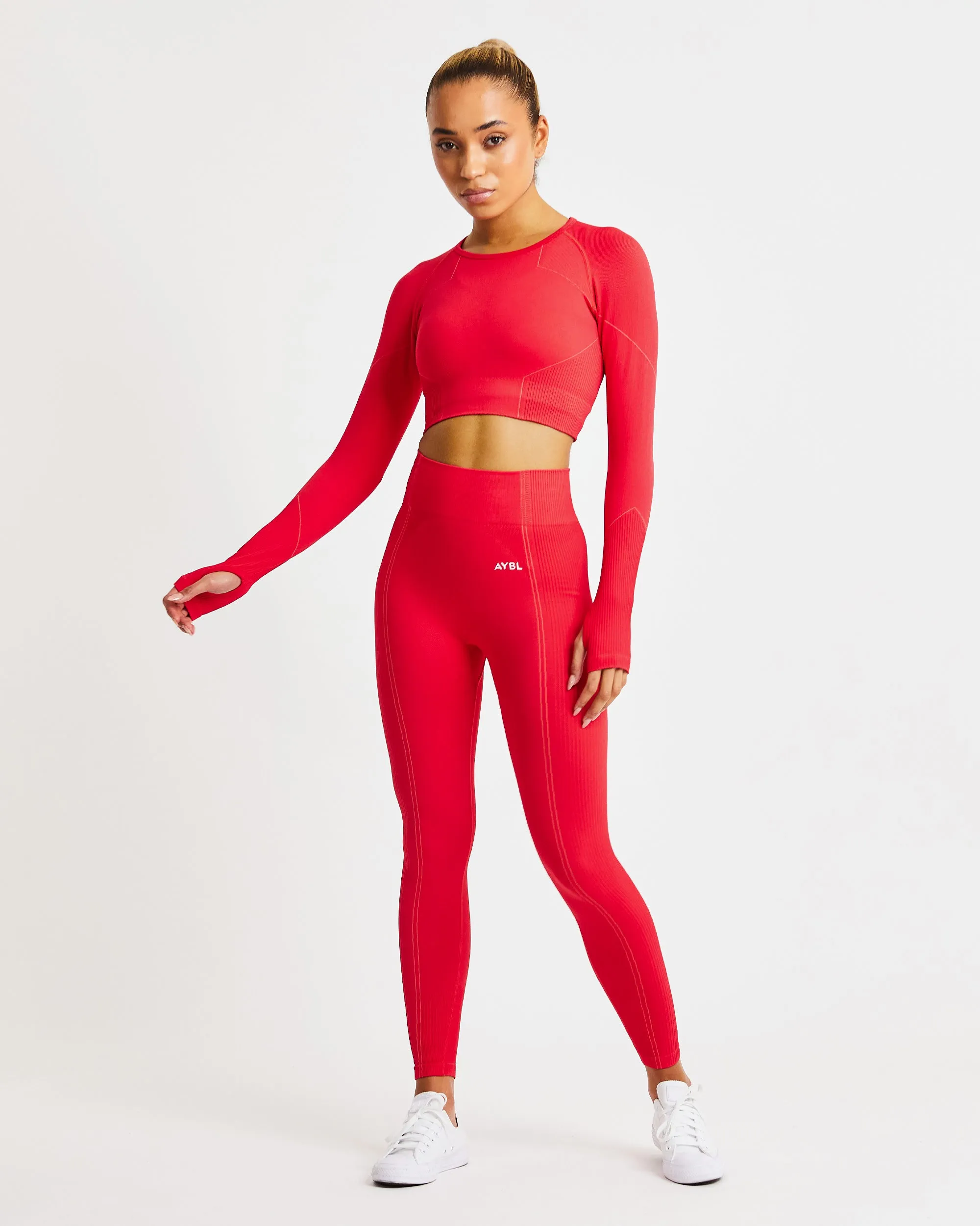 Reflex Seamless Long Sleeve Crop Top - Red sold by AYBL product image thumbnail 3