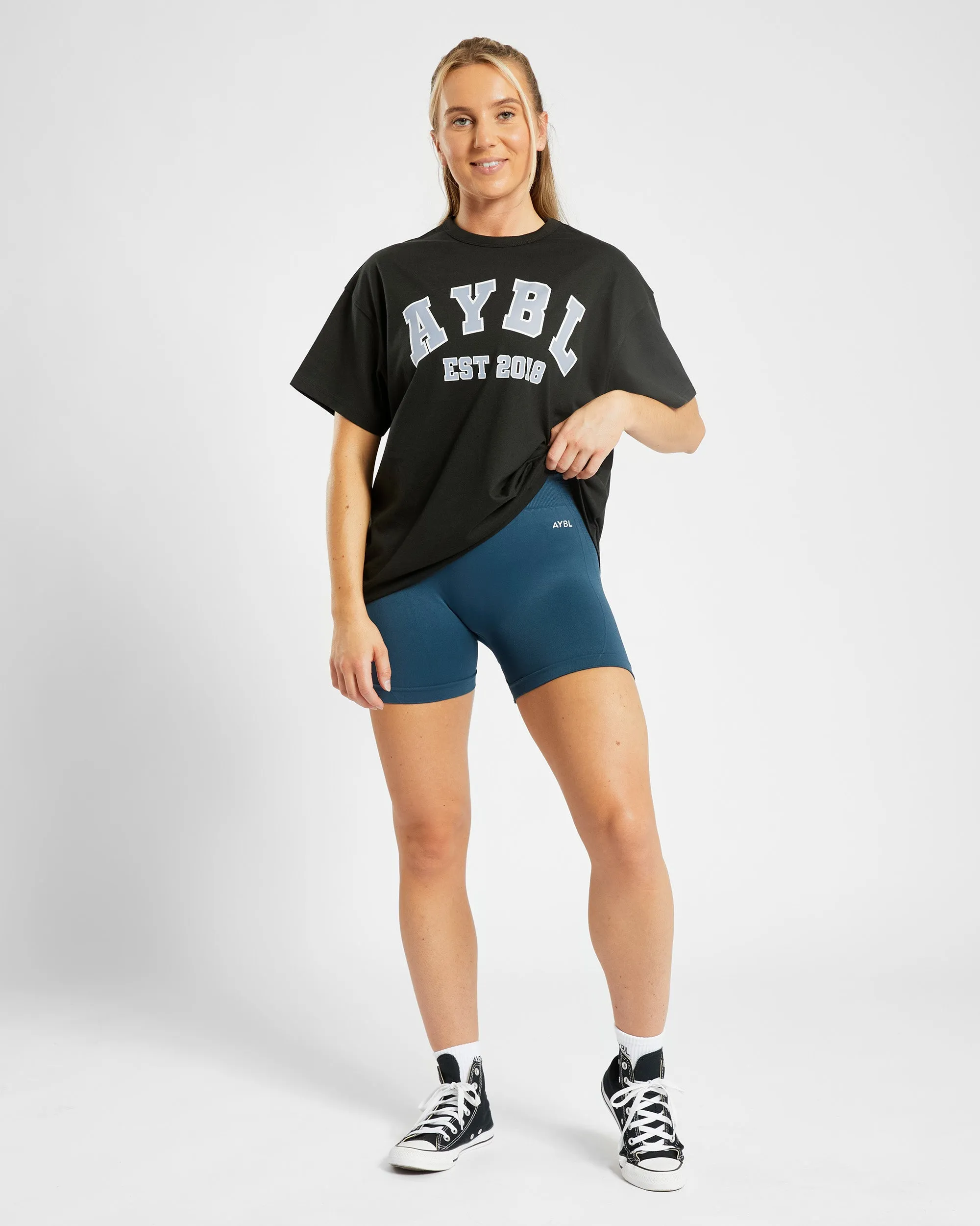 Varsity Oversized T Shirt - Black/Blue sold by AYBL product image thumbnail 3