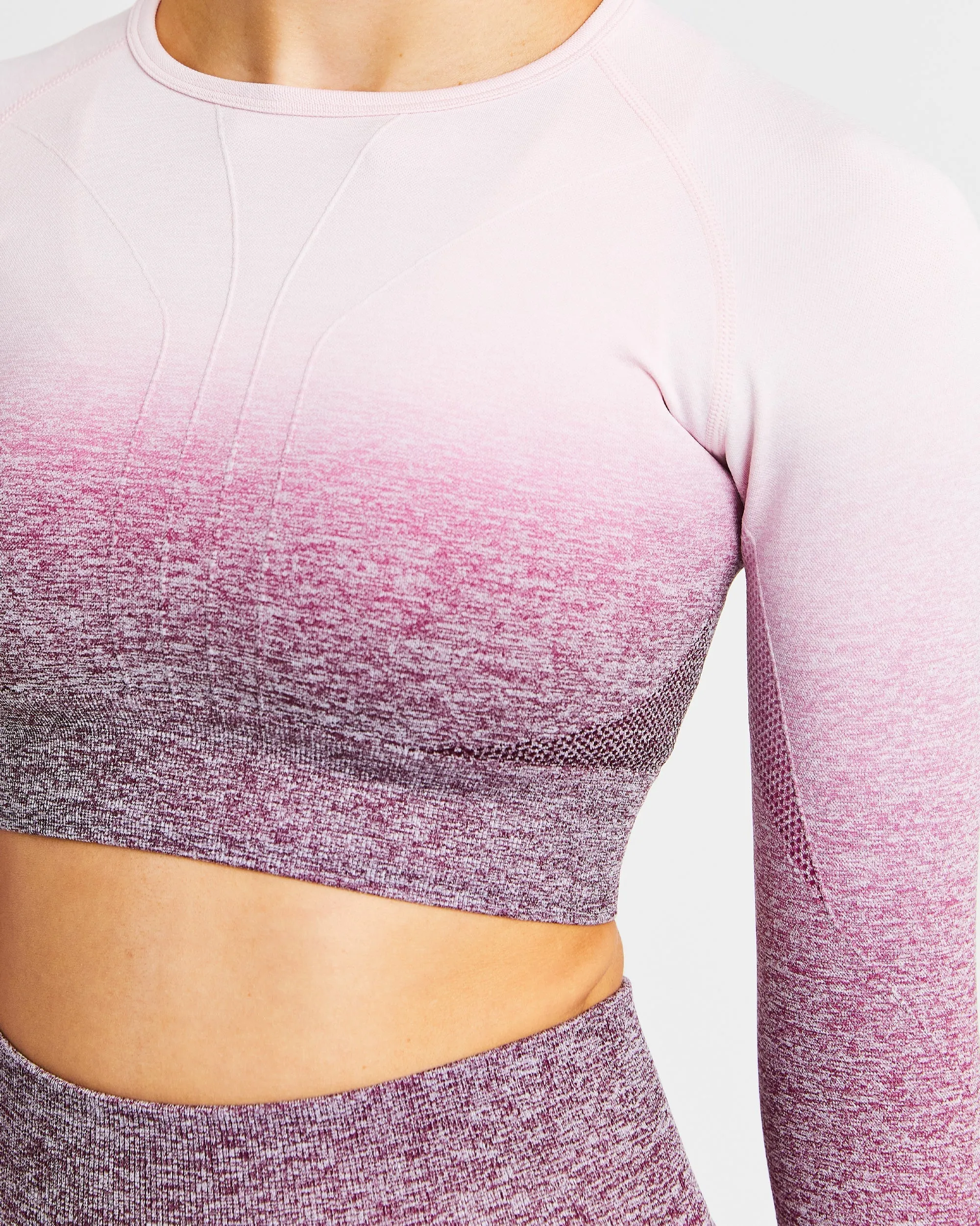 Pulse Ombré Seamless Long Sleeve Crop Top - Plum sold by AYBL product image thumbnail 5