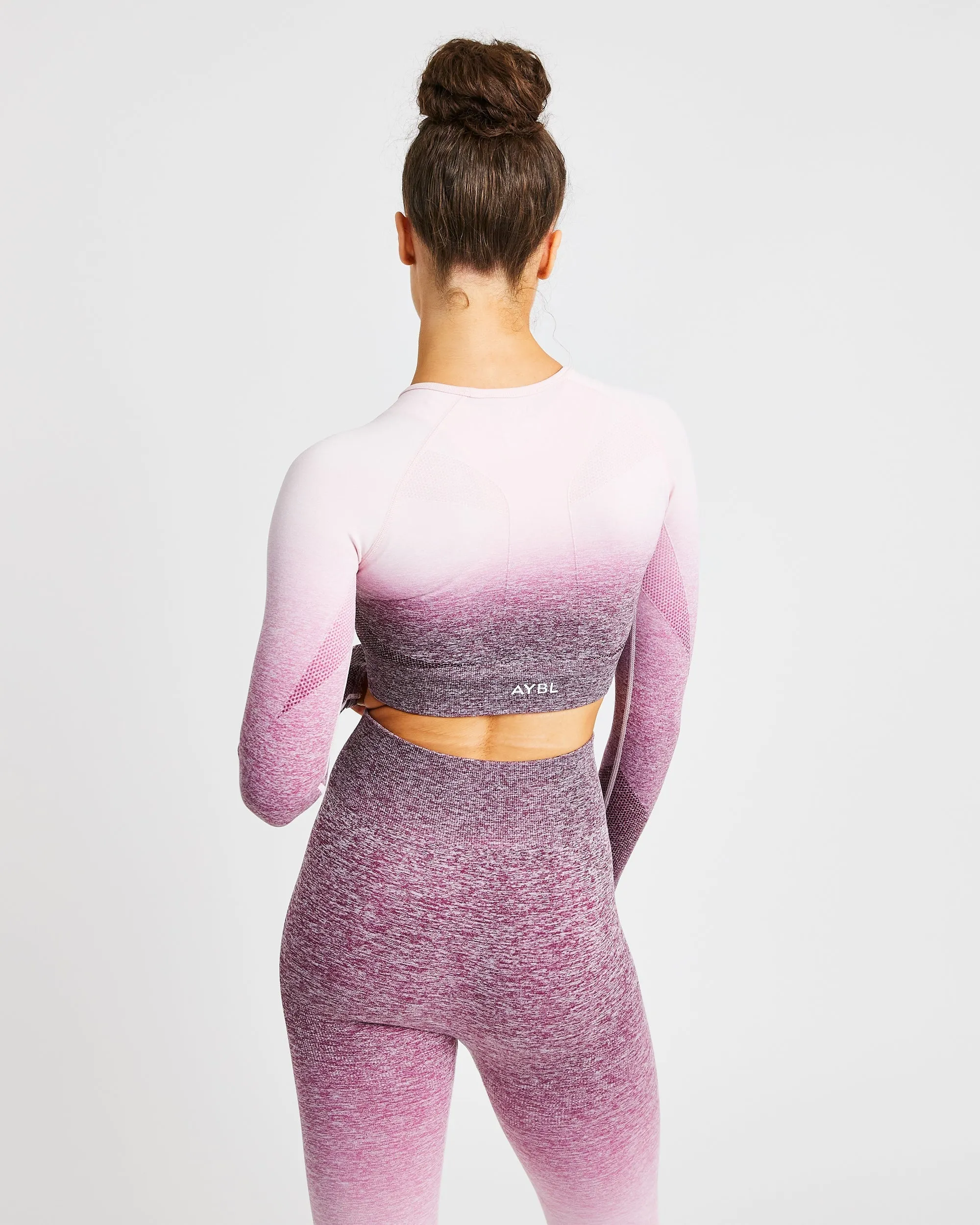 Pulse Ombré Seamless Long Sleeve Crop Top - Plum sold by AYBL product image thumbnail 2