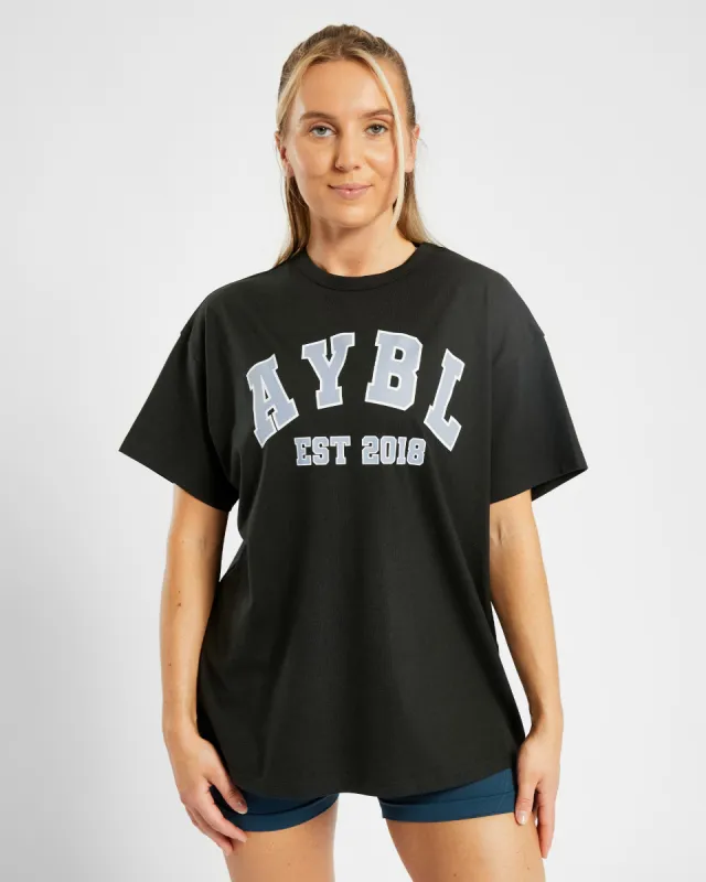 Varsity Oversized T Shirt - Black/Blue sold by AYBL