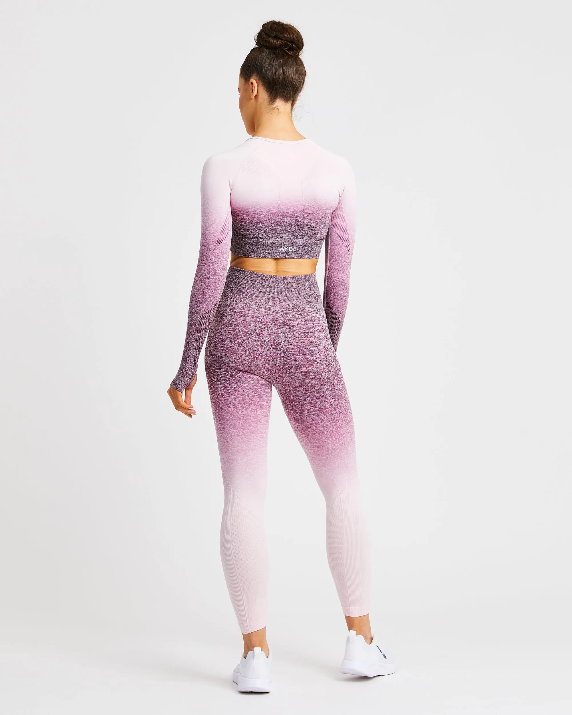 Pulse Ombré Seamless Long Sleeve Crop Top - Plum sold by AYBL product image thumbnail 3