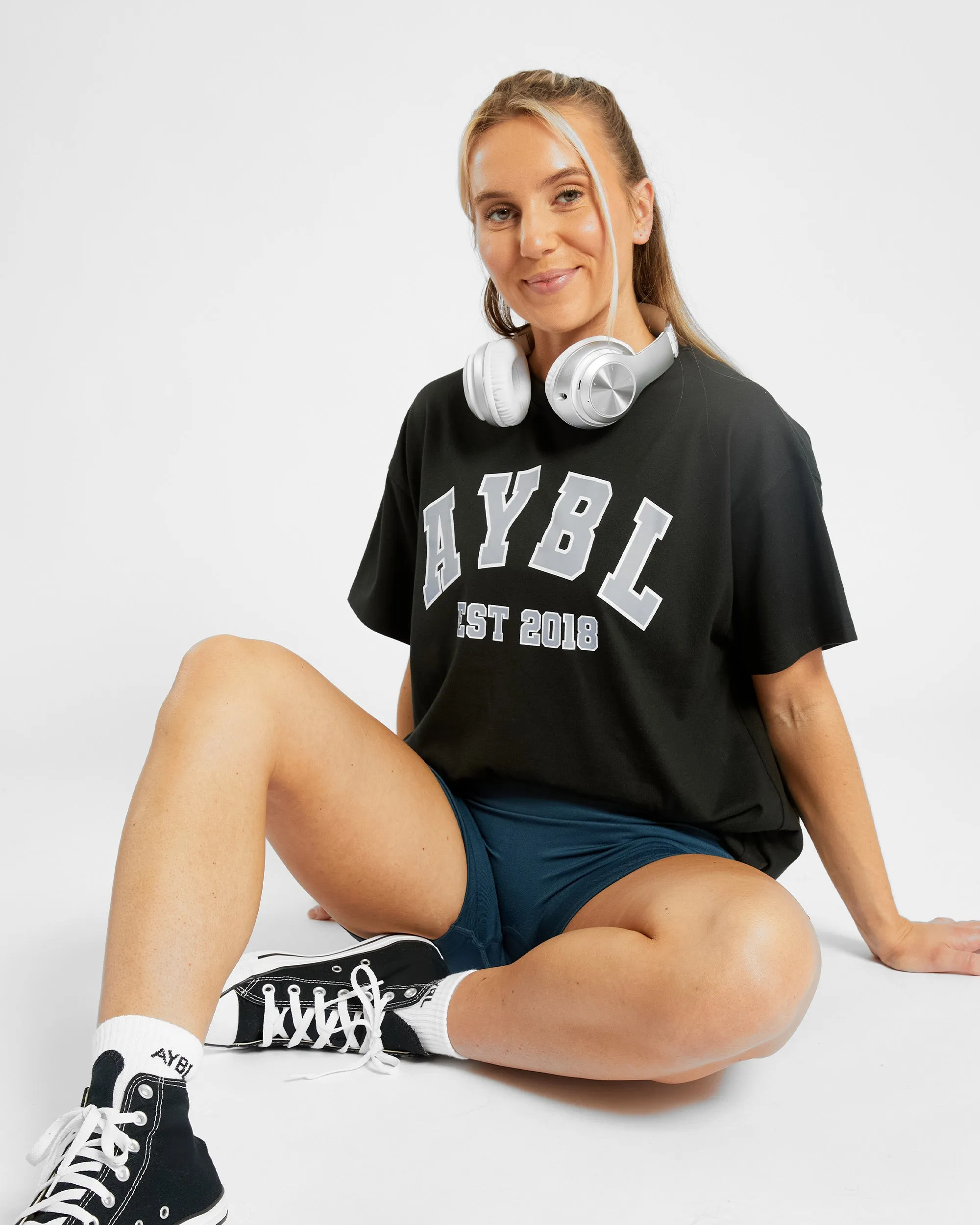 Varsity Oversized T Shirt - Black/Blue sold by AYBL product image thumbnail 5