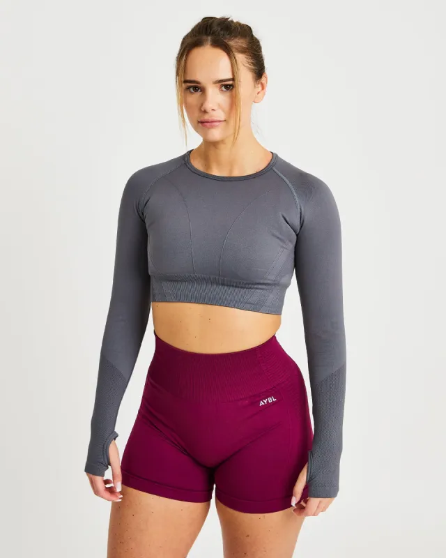 Balance V2 Seamless Long Sleeve Crop Top - Castlerock Grey sold by AYBL