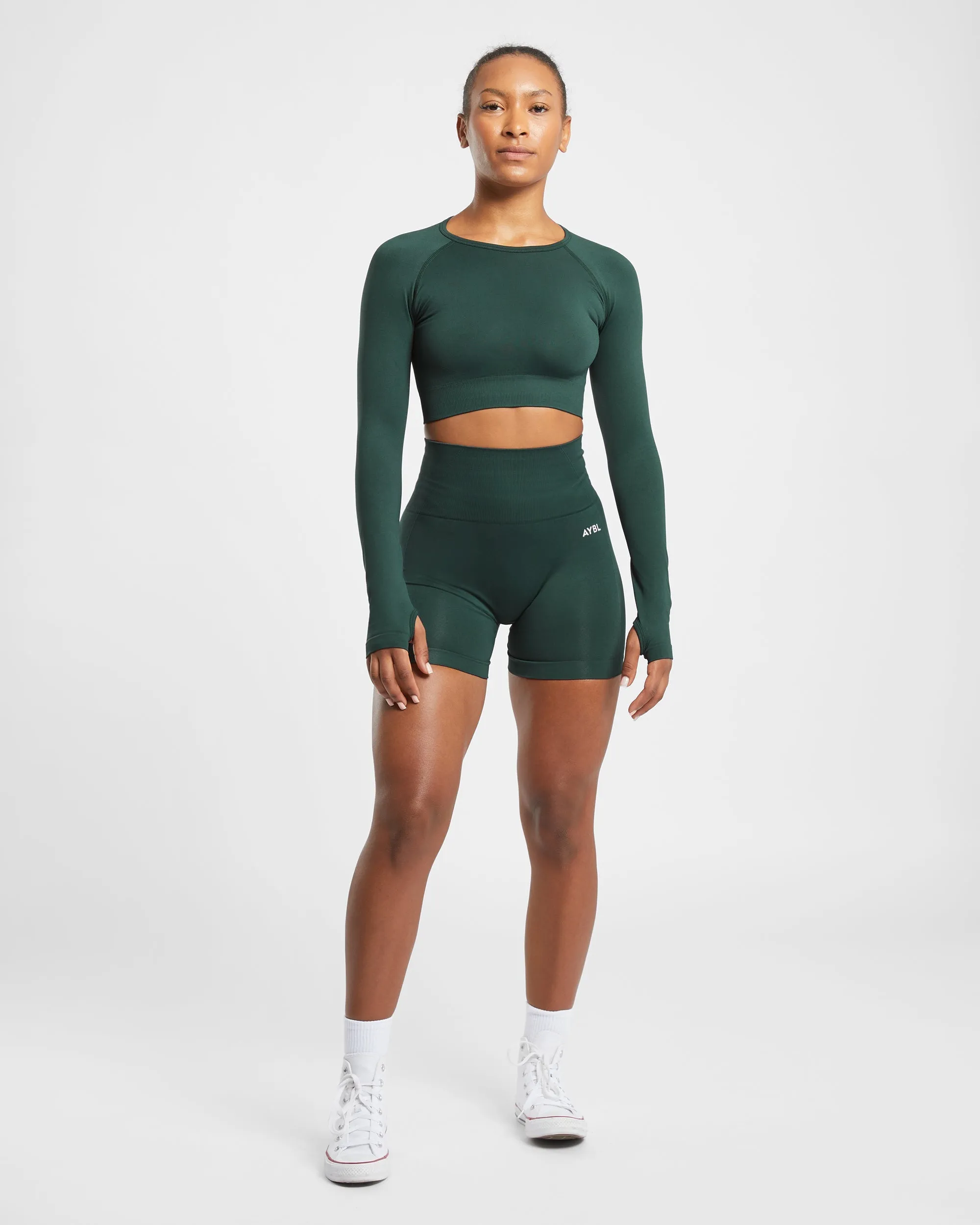 Empower Seamless Long Sleeve Crop Top - Dark Green sold by AYBL product image thumbnail 3