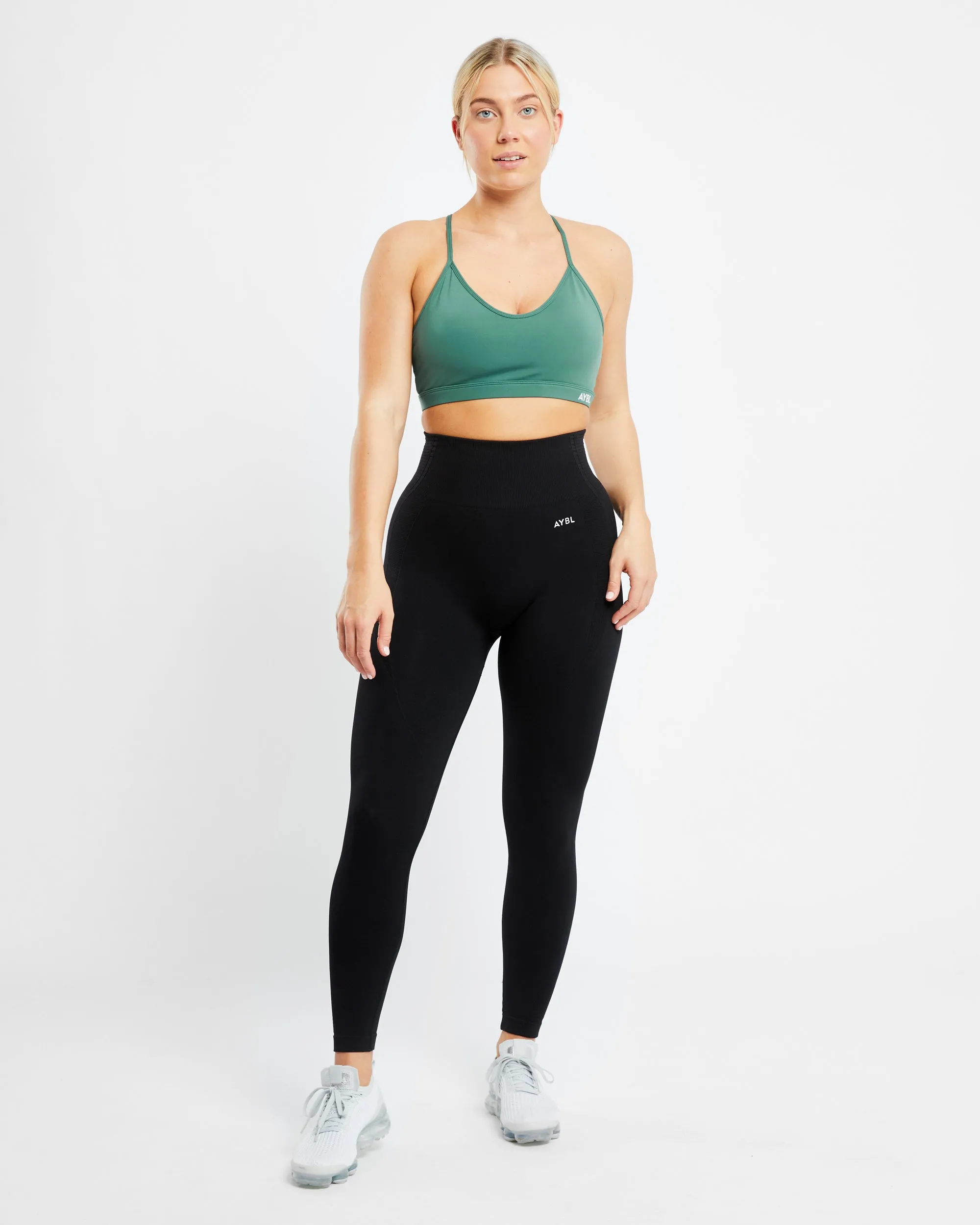 Essential V Neck Sports Bra - Green sold by AYBL product image thumbnail 3