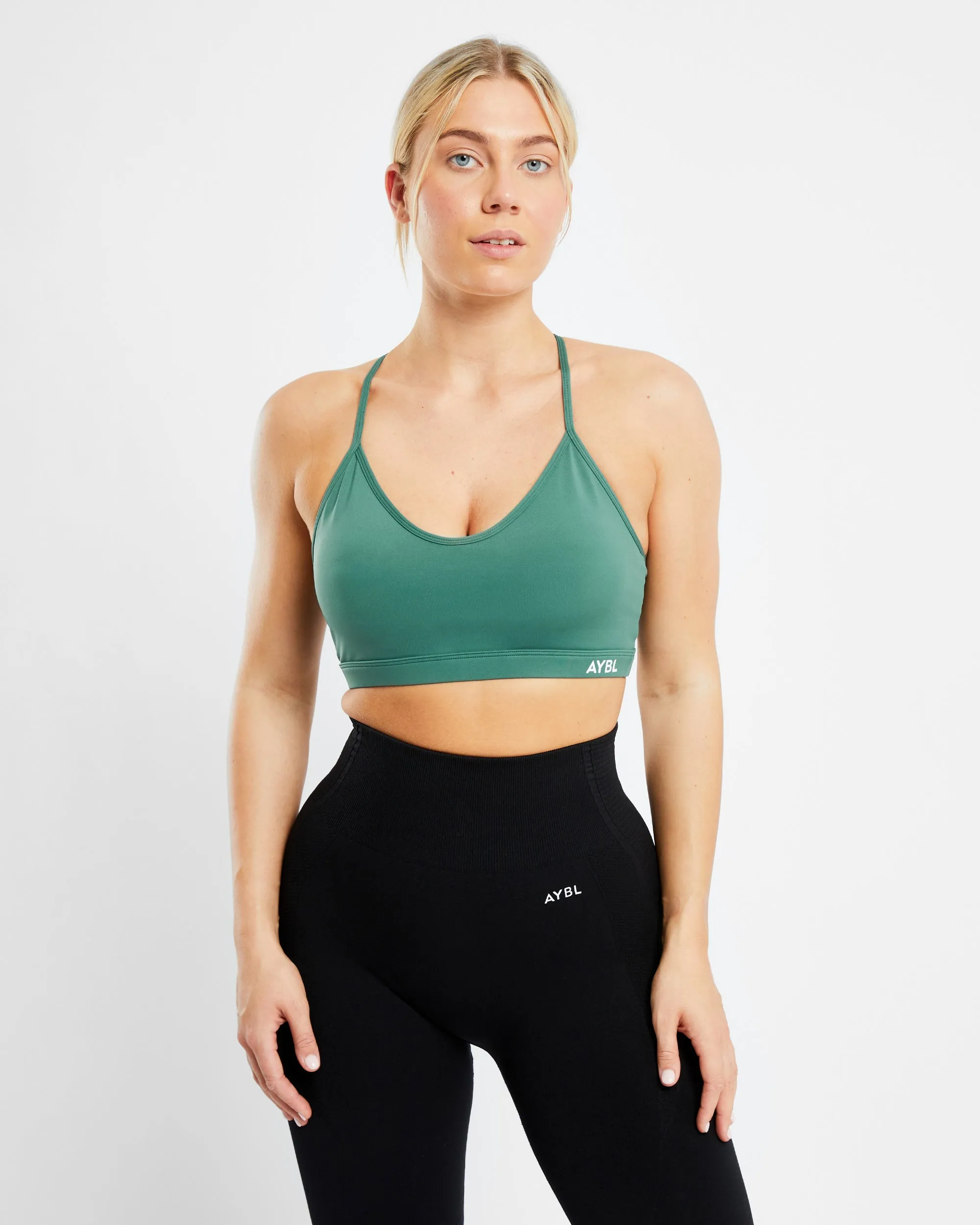 Essential V Neck Sports Bra - Green sold by AYBL