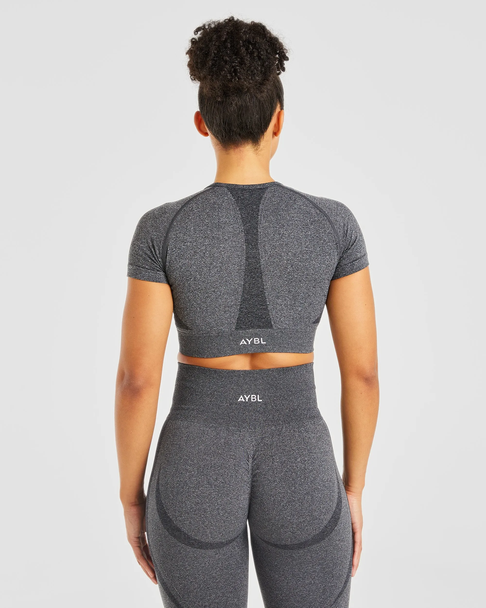 Empower Seamless Crop Top - Black Marl sold by AYBL product image thumbnail 2