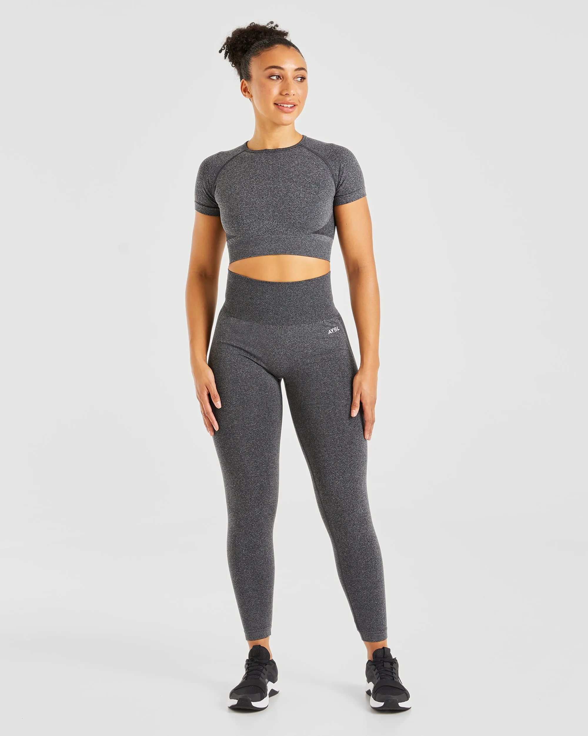 Empower Seamless Crop Top - Black Marl sold by AYBL product image thumbnail 3