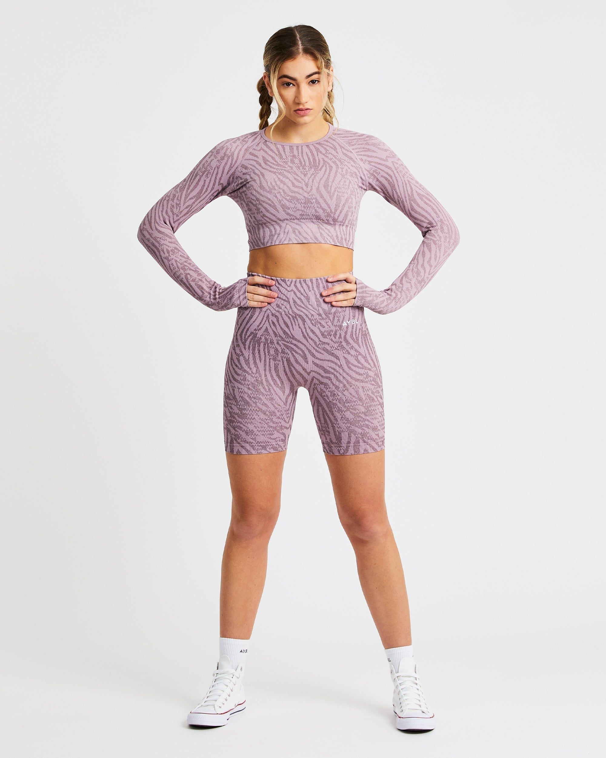 Evolve Animal Seamless Long Sleeve Crop Top - Mauve Lilac sold by AYBL product image thumbnail 3