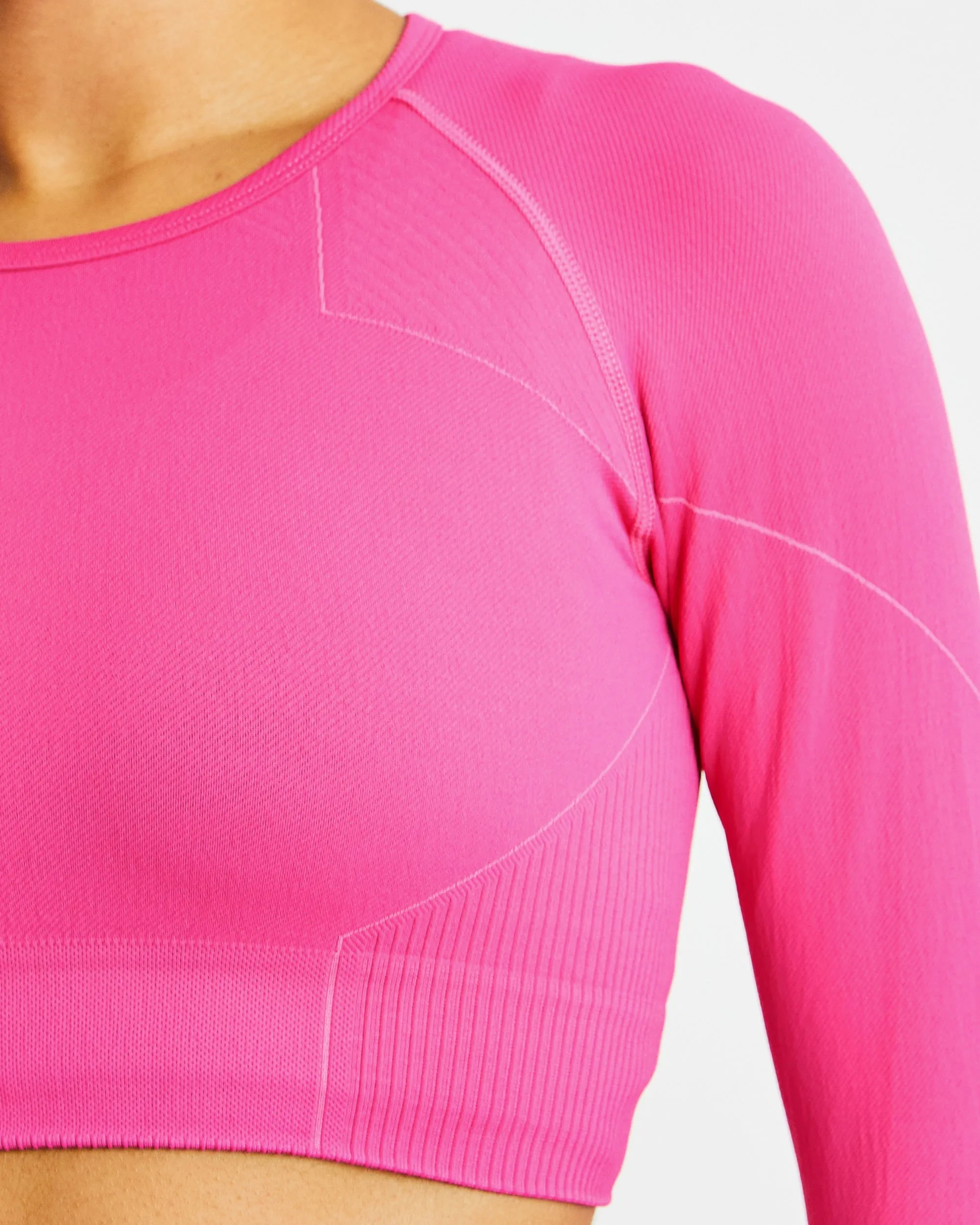 Reflex Seamless Long Sleeve Crop Top - Fuchsia Pink sold by AYBL product image thumbnail 5