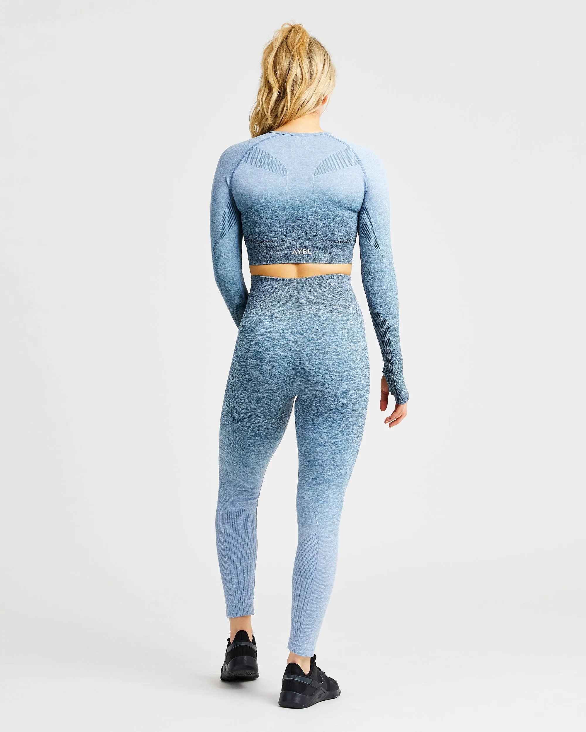 Pulse Ombré Seamless Long Sleeve Crop Top - Teal sold by AYBL product image thumbnail 4