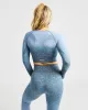 Pulse Ombré Seamless Long Sleeve Crop Top - Teal sold by AYBL