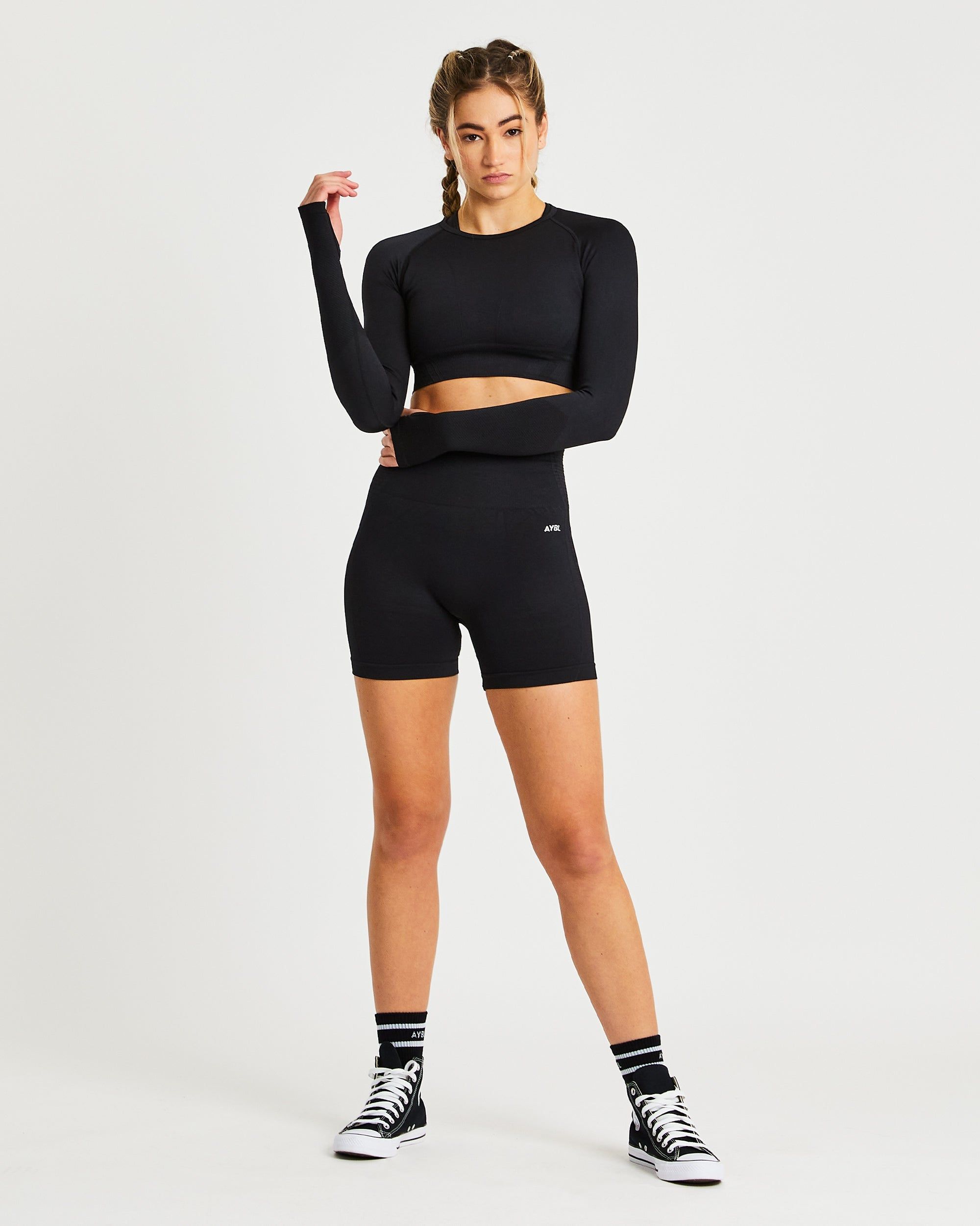 Balance V2 Seamless Long Sleeve Crop Top - Black sold by AYBL product image thumbnail 3