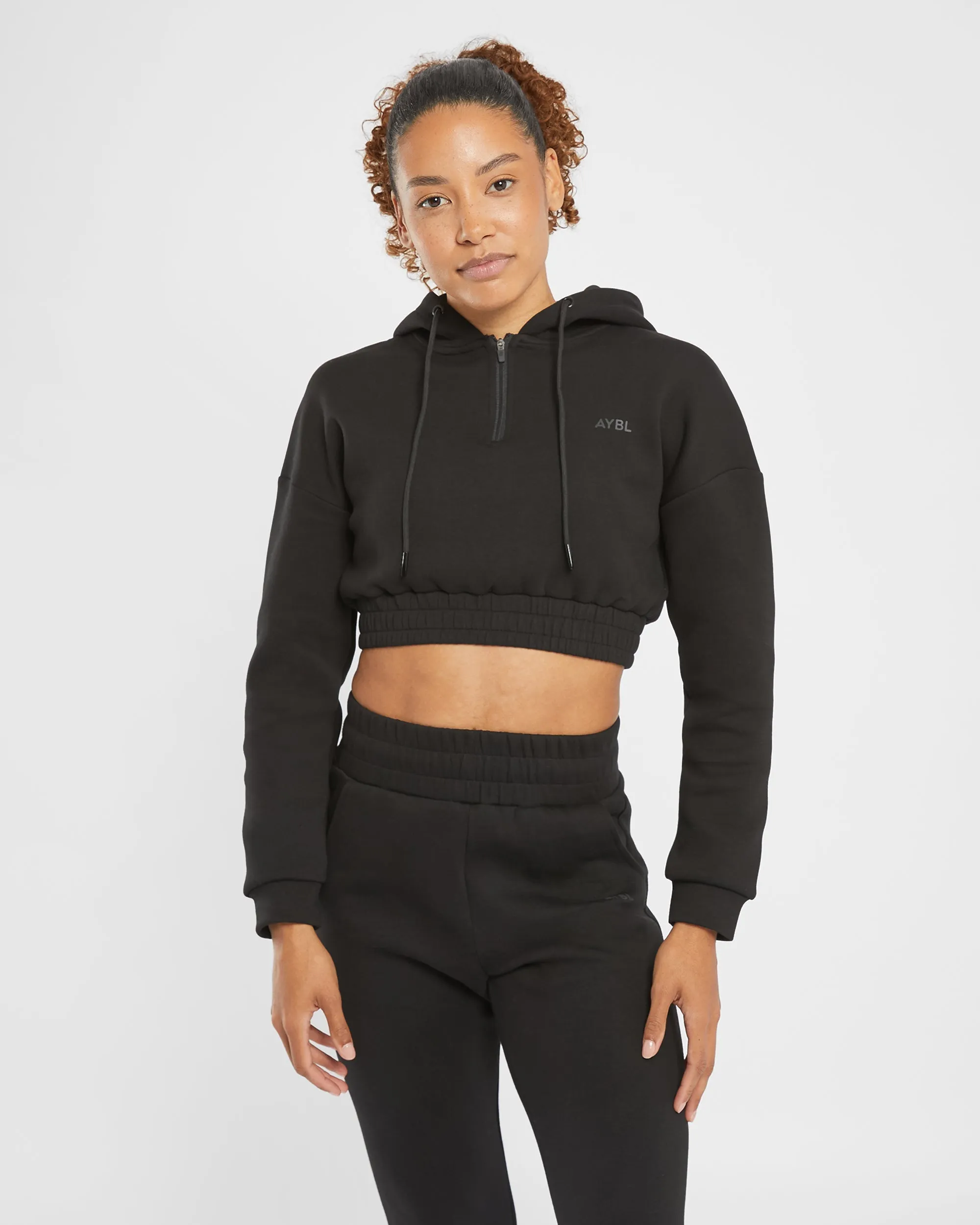 Infinity Crop Zip Hoodie - Black sold by AYBL