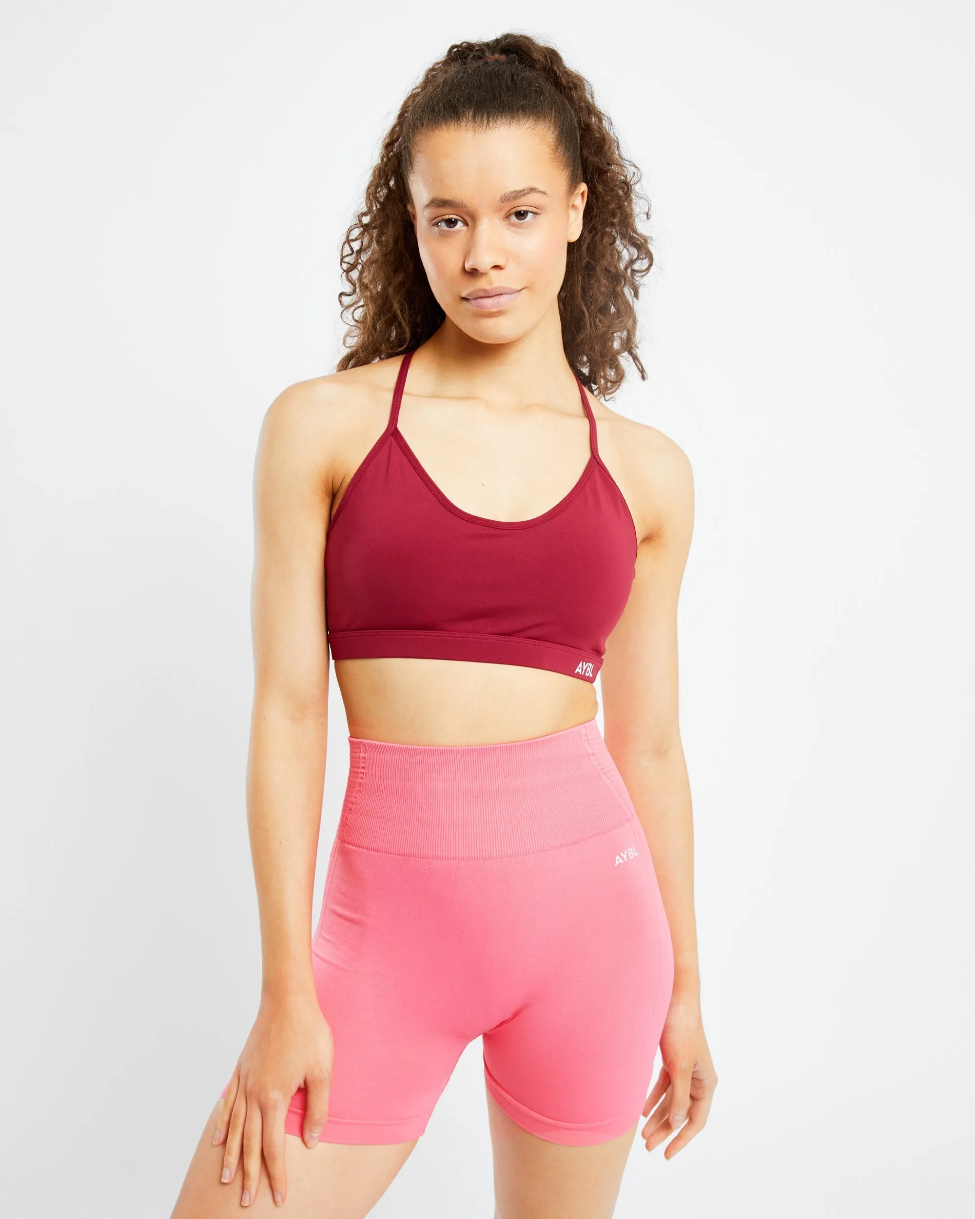 Essential V Neck Sports Bra - Rumba Red sold by AYBL