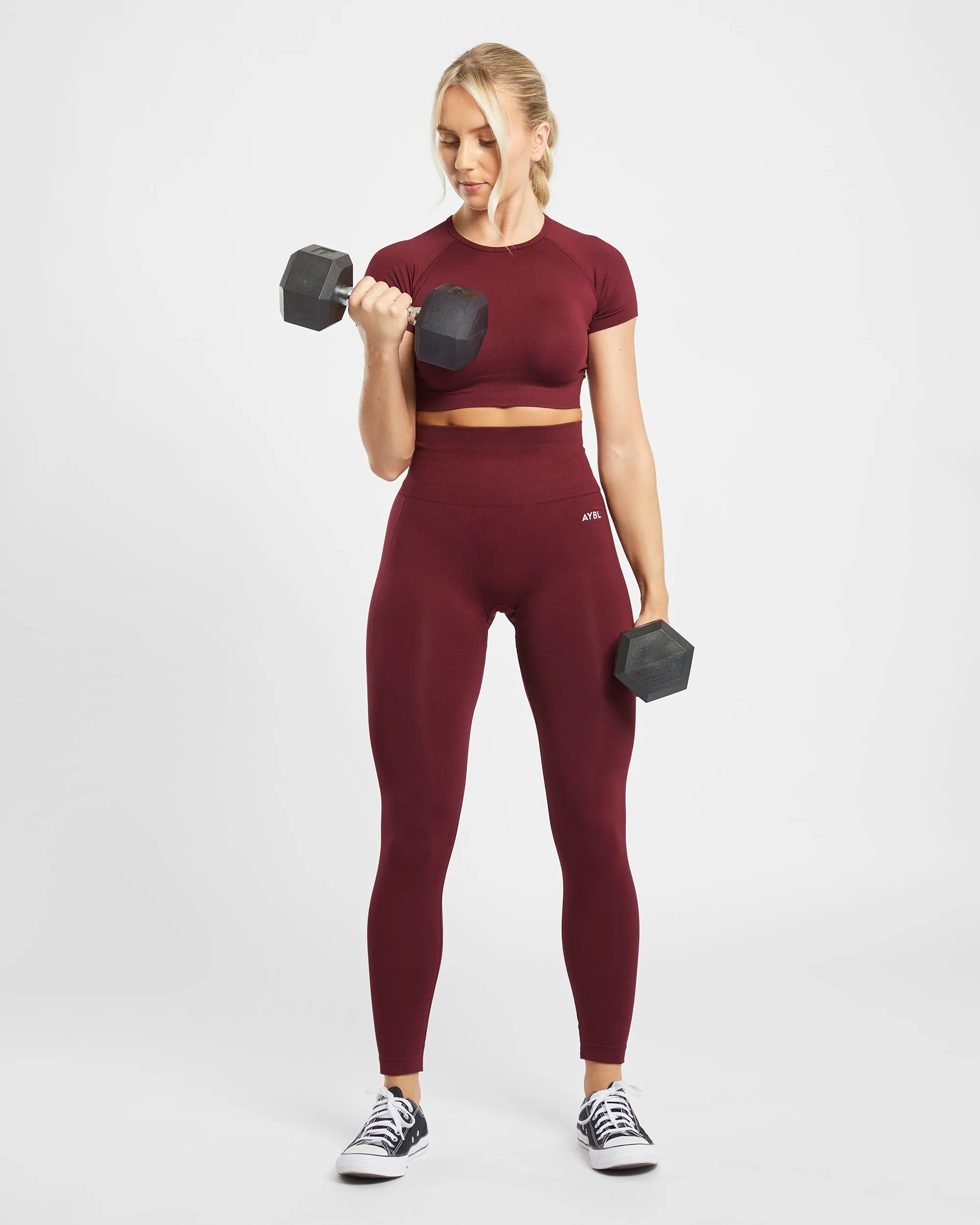 Empower Seamless Crop Top - Red Wine sold by AYBL product image thumbnail 5