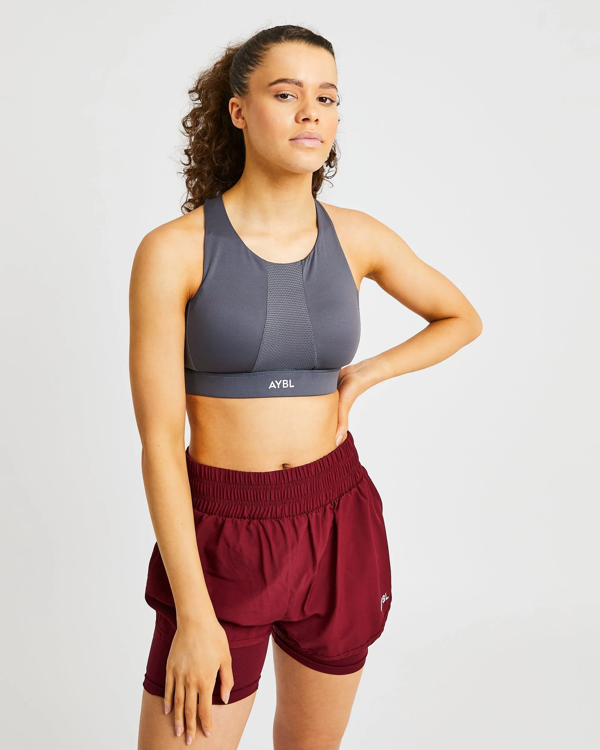 Sportive High Neck Sports Bra - Charcoal sold by AYBL